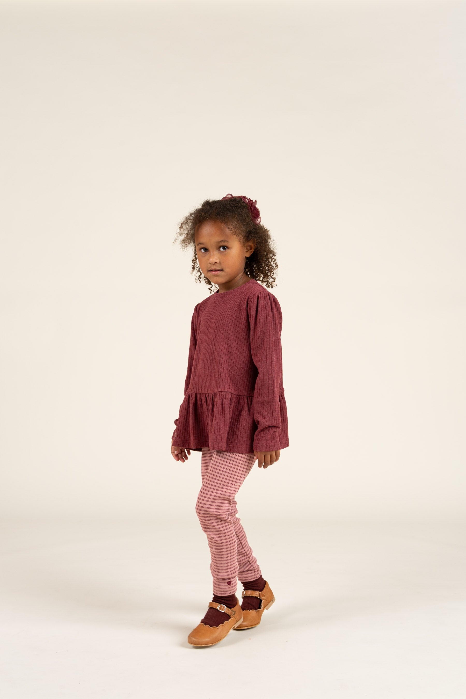 Gestreepte jersey legging - Kids - Rose Stripe | 100654 Elise