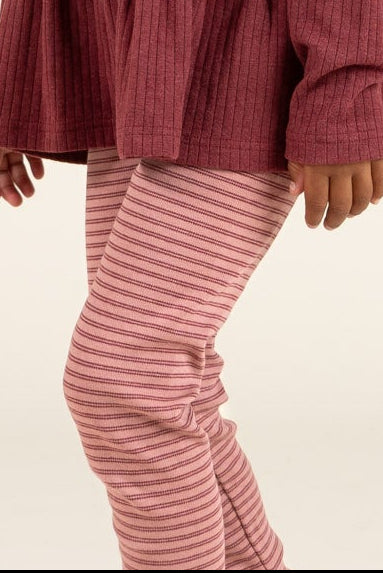 Gestreepte jersey leggings - Kids - Rose Stripe | 100654 Elise