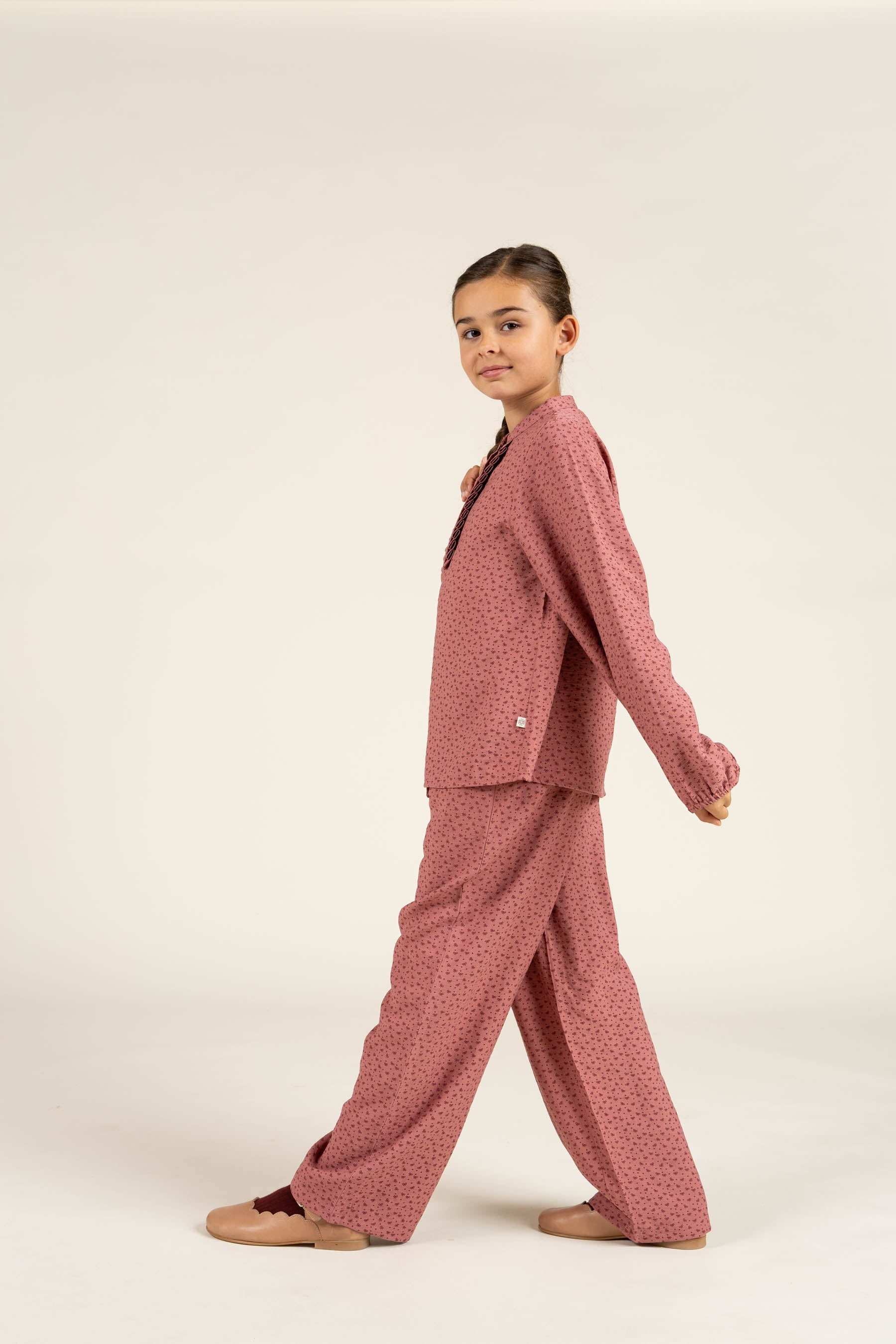Bedrukte broek van crêpe viscose - Tween - Rose | 100659 Ana