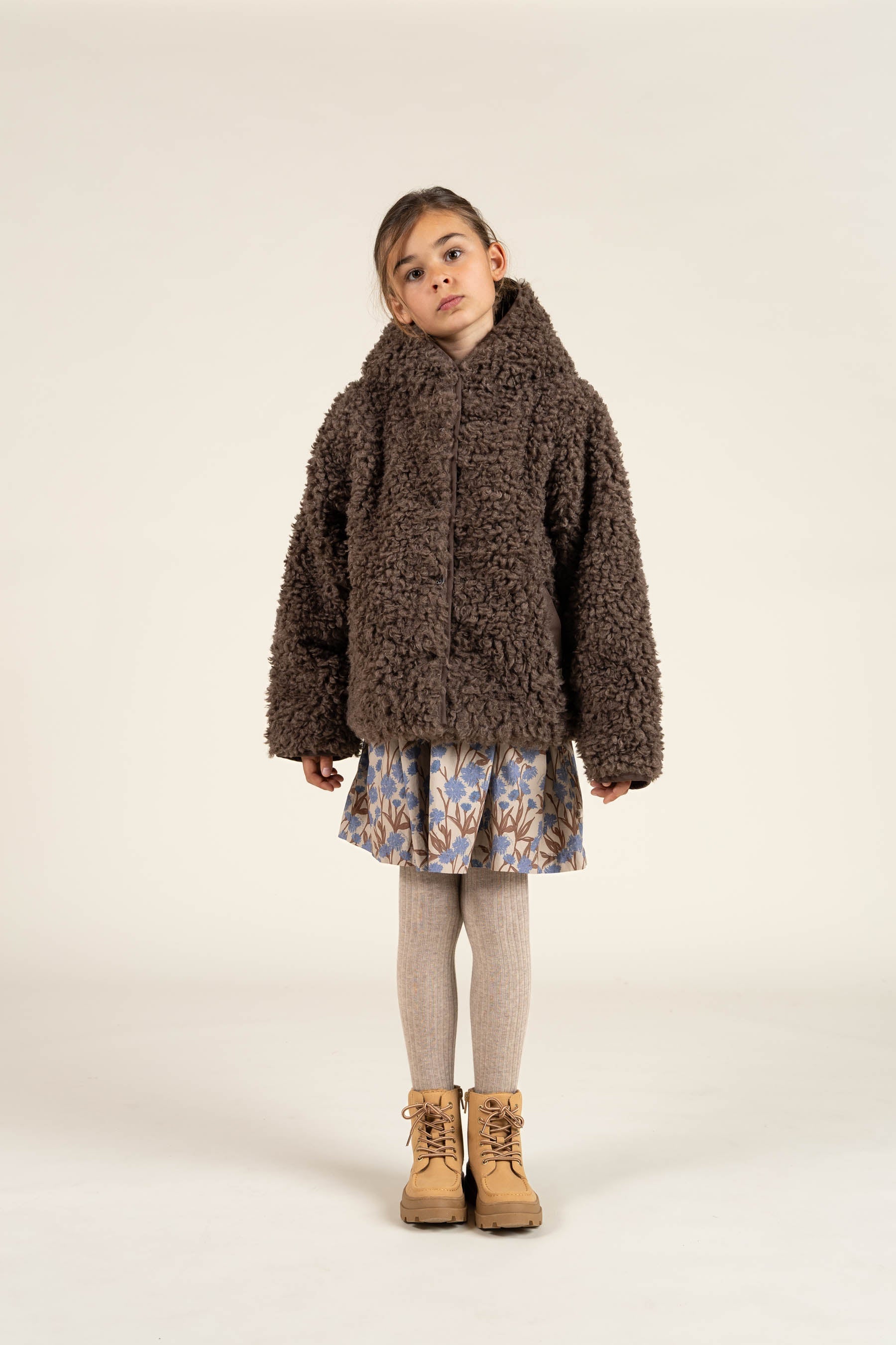 Jas met capuchon van imitatiebont - Tween - Chocolate | 100549 Ellie