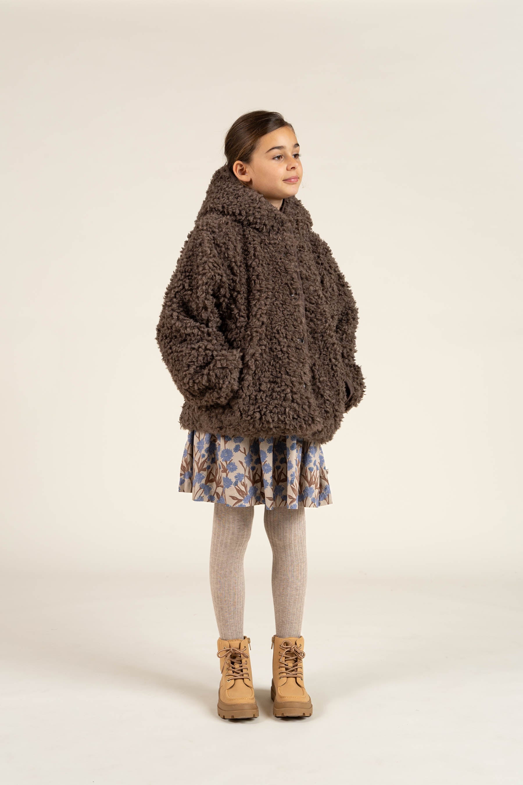 Jas met capuchon van imitatiebont - Tween - Chocolate | 100549 Ellie