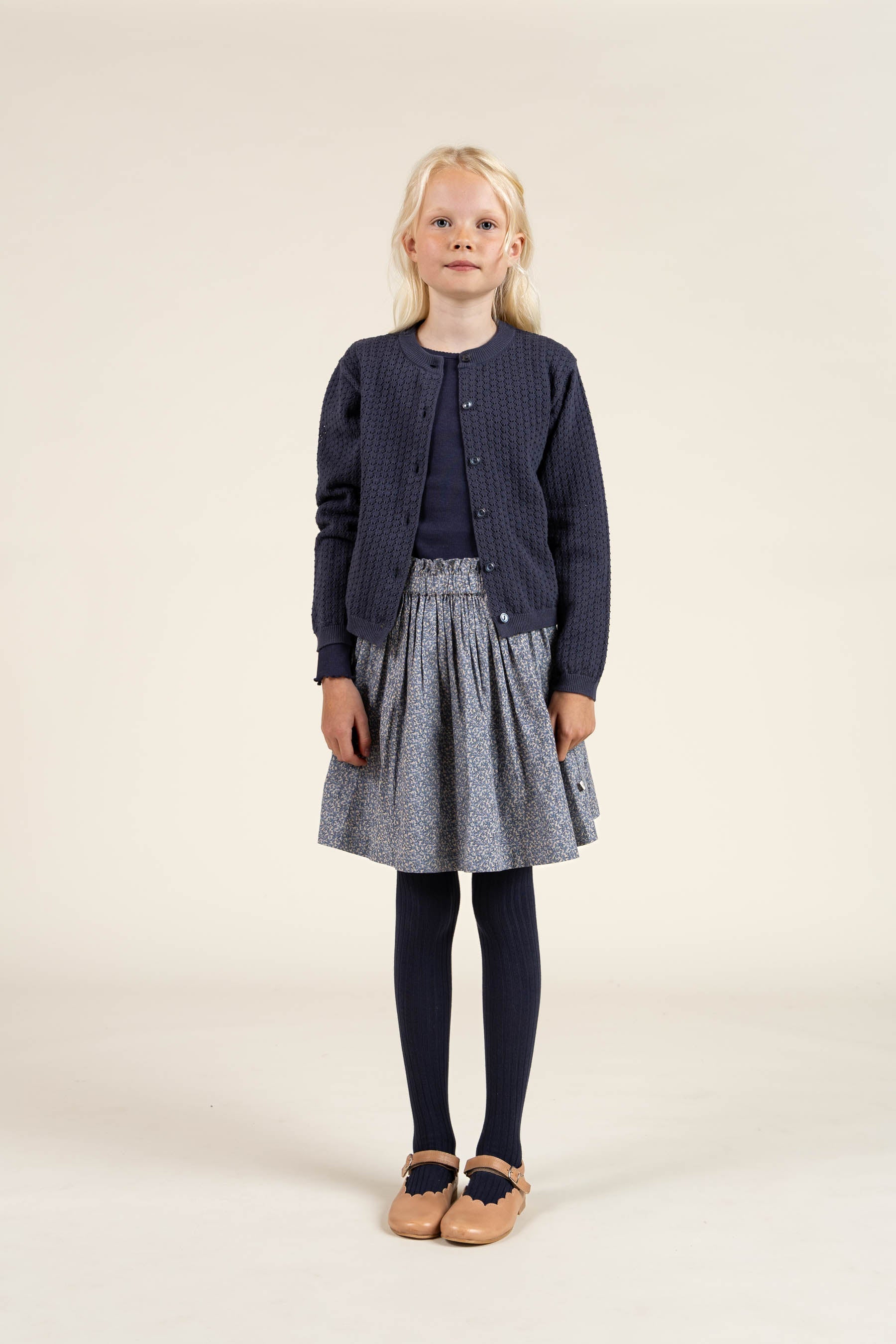 Modal Rib T-shirt met lange mouwen en Picot-randje - Tween - Navy | 100581 Mia