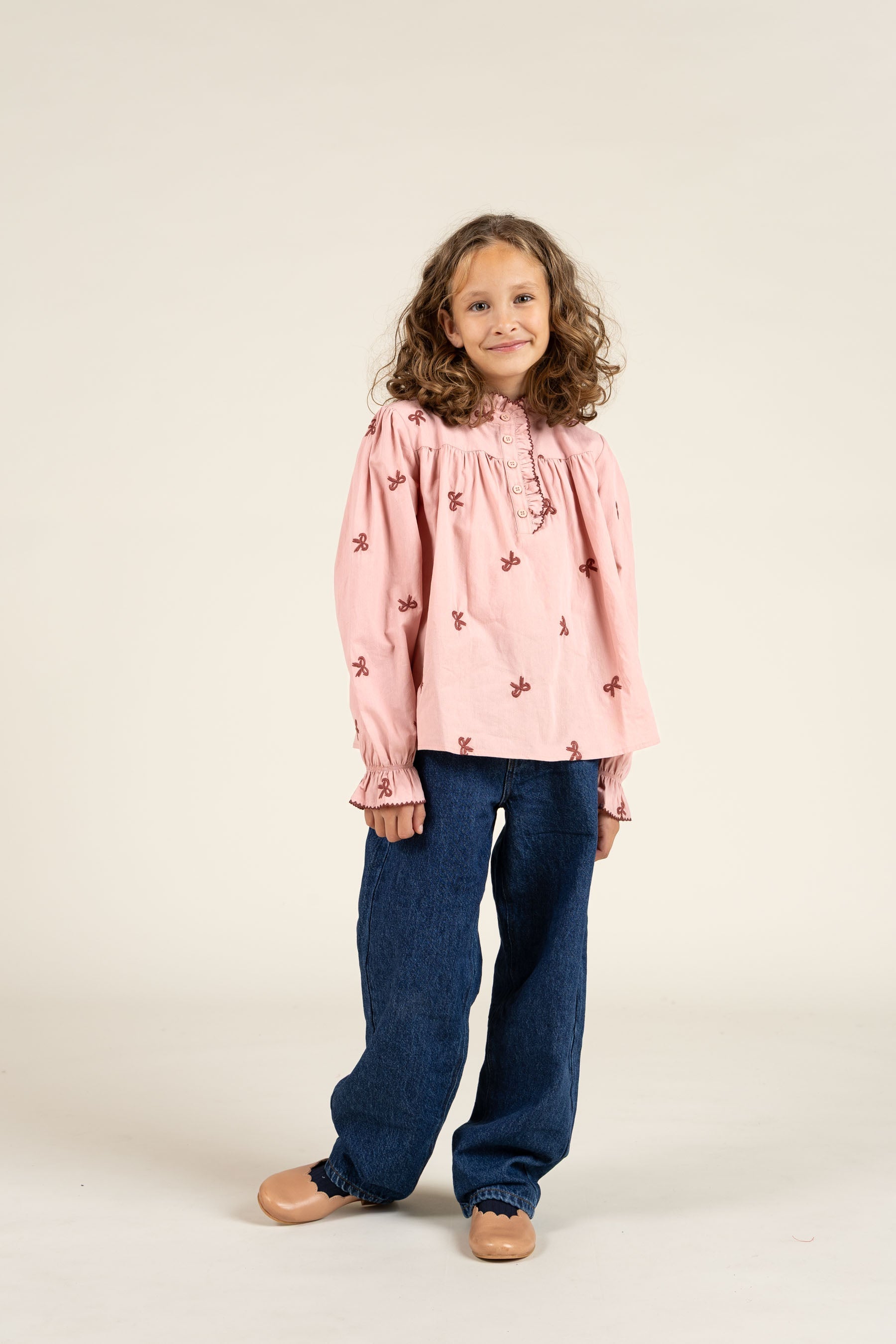 Popeline blouse met borduursel - Tween - Rose | 100678 Adison