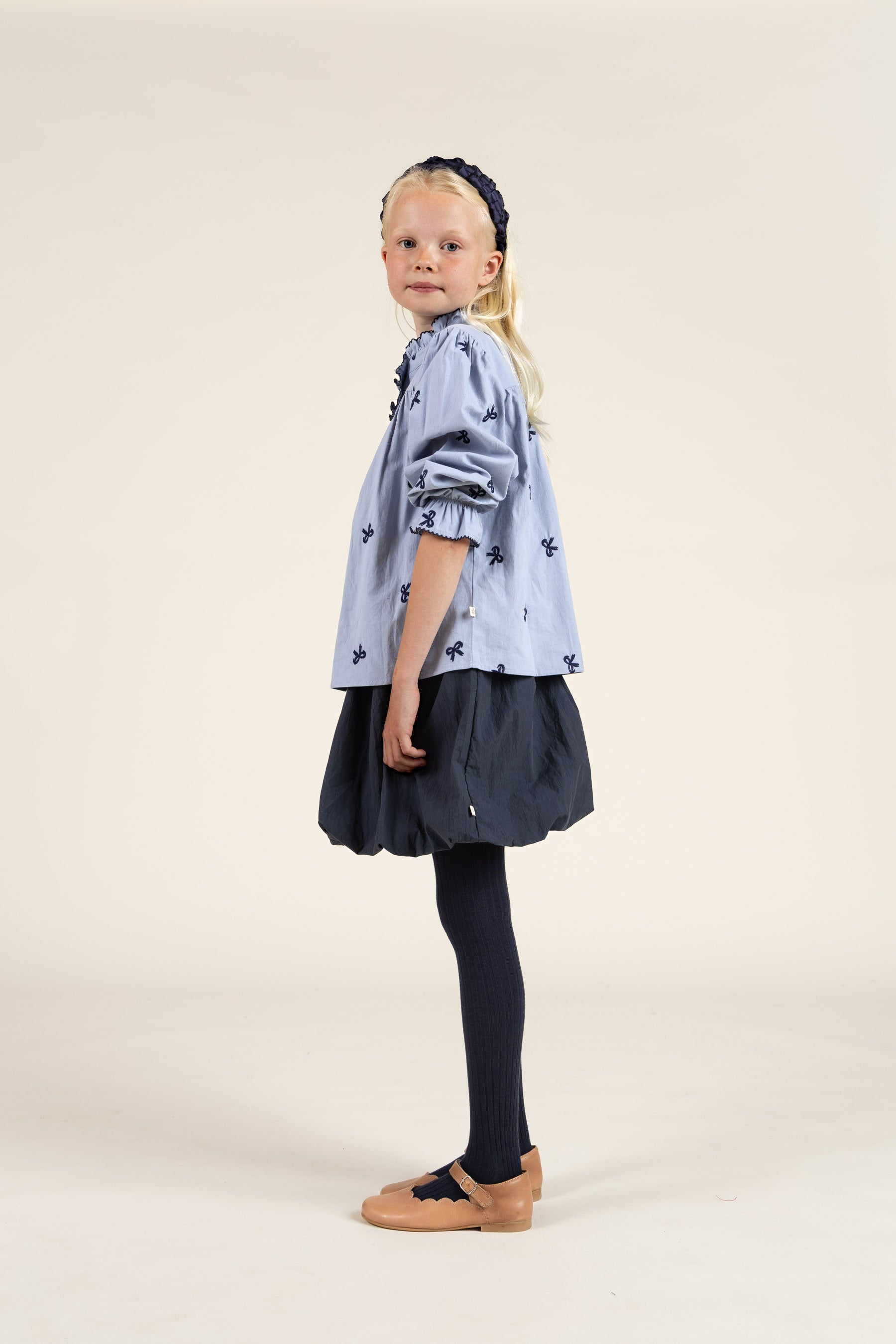Popeline blouse met borduursel - Tween - Blue | 100676 Adison