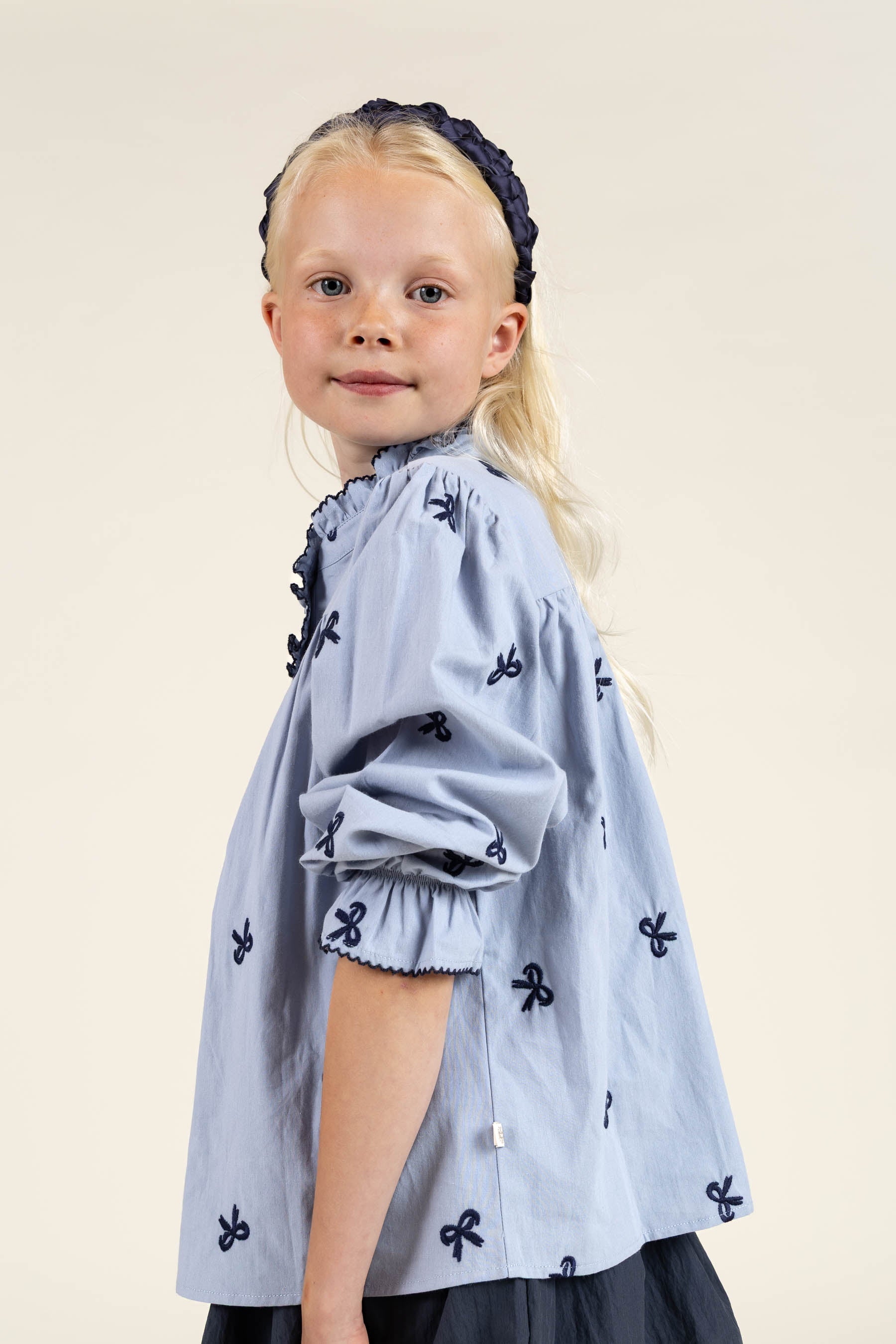 Popeline blouse met borduursel - Tween - Blue | 100676 Adison