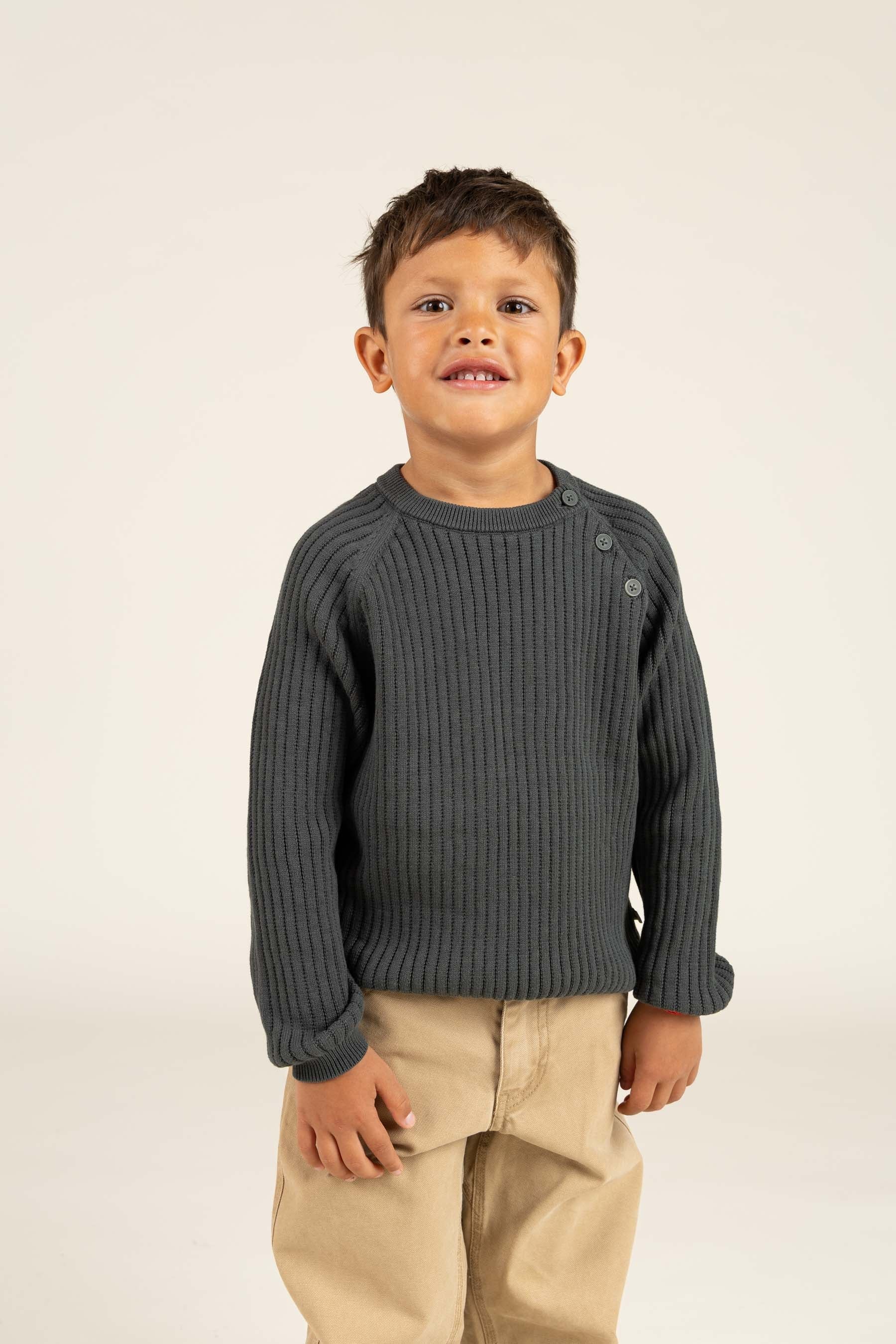 Katoenen gebreide trui - Kids - Forest Green | 100689 Jett