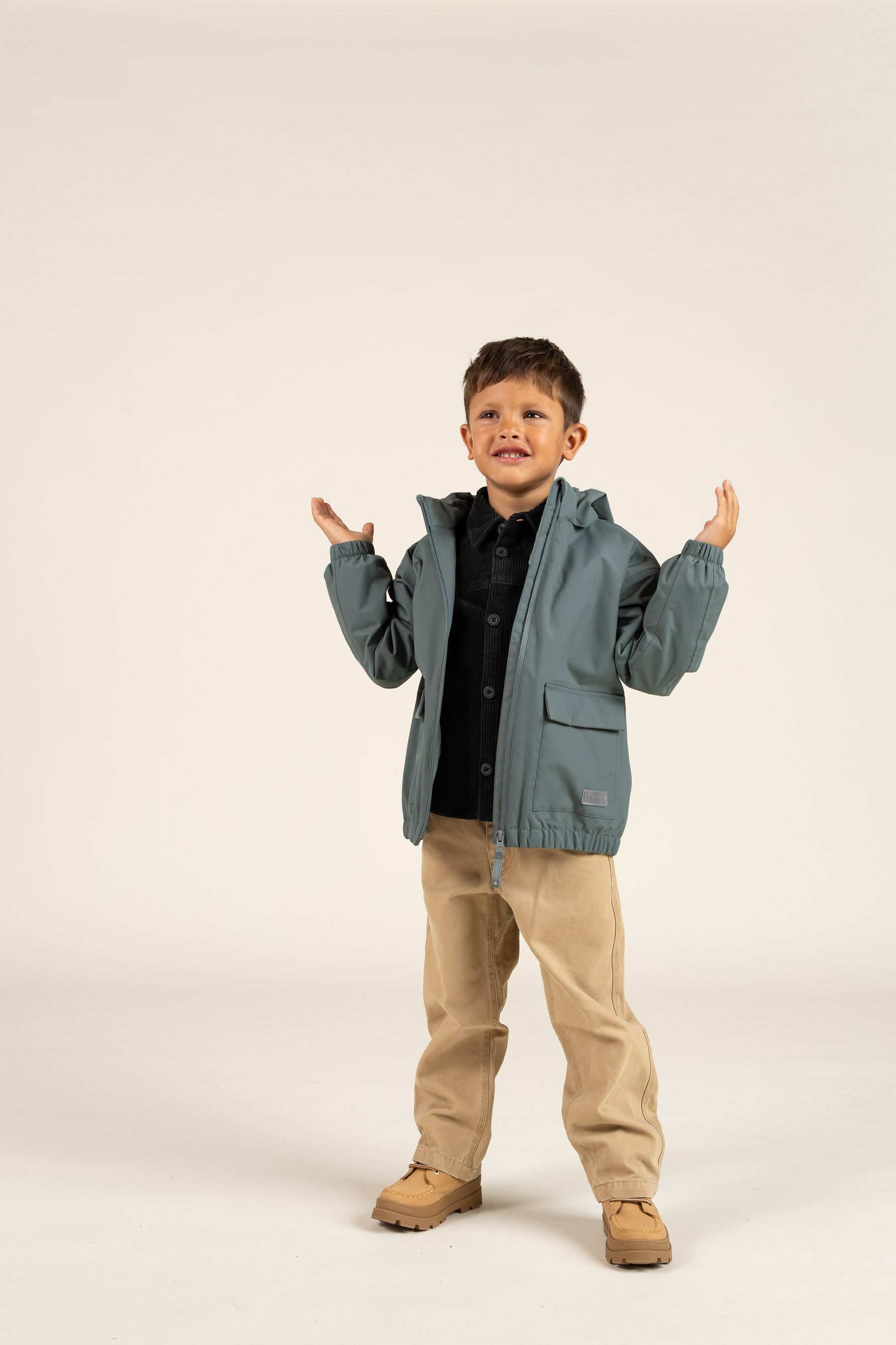 Shell-jas met opgestikte zak - Kids - Dusty Dark Green | 100501 Luke