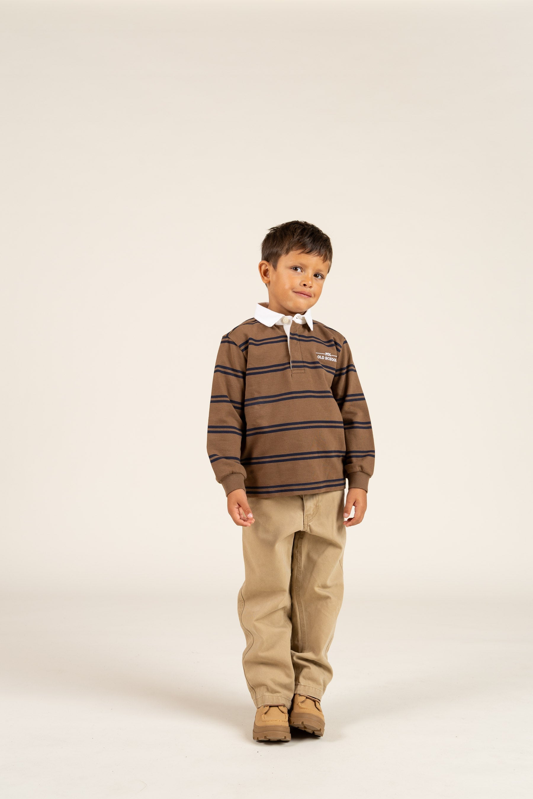 Polo Sweatshirt - Kids - Coffee / Navy | 100644 Grant