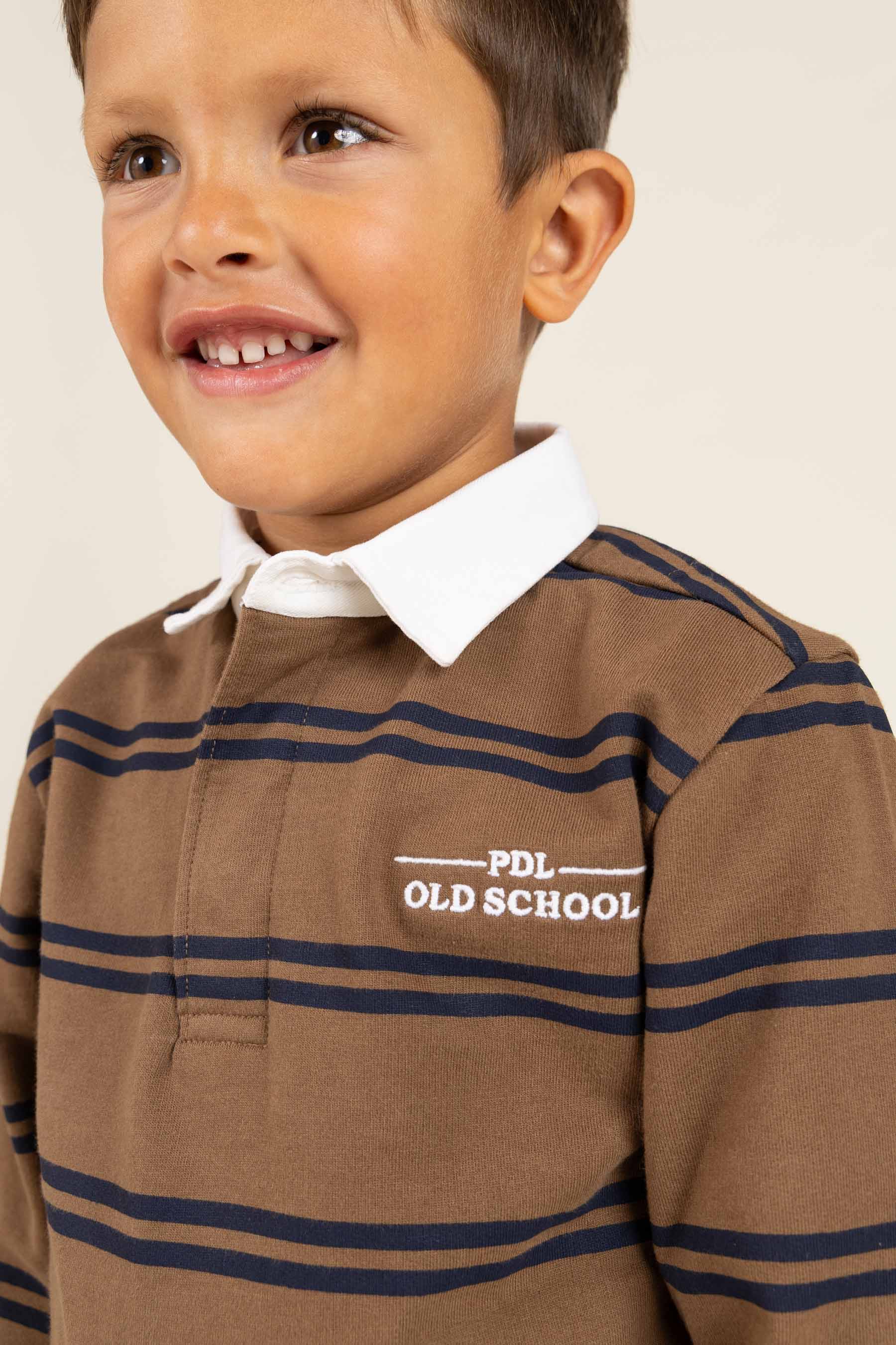 Polo Sweatshirt - Kids - Coffee / Navy | 100644 Grant