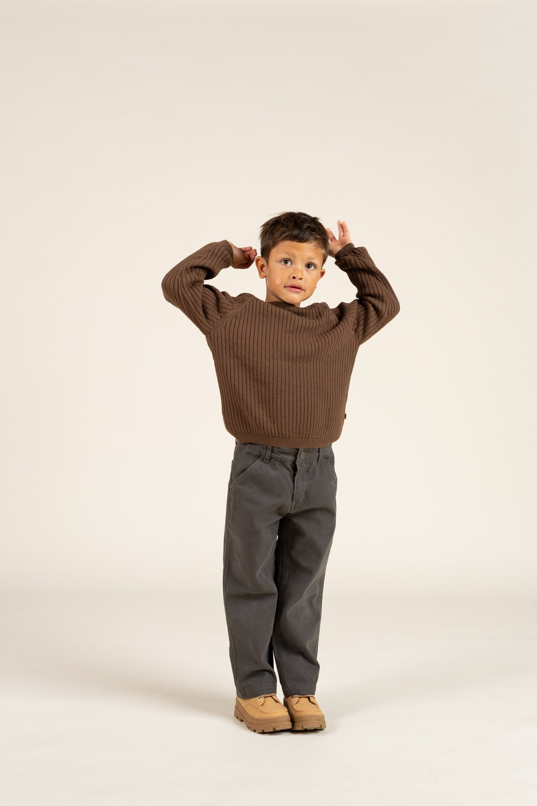 Katoenen gebreide trui - Kids - Coffee | 100691 Jett