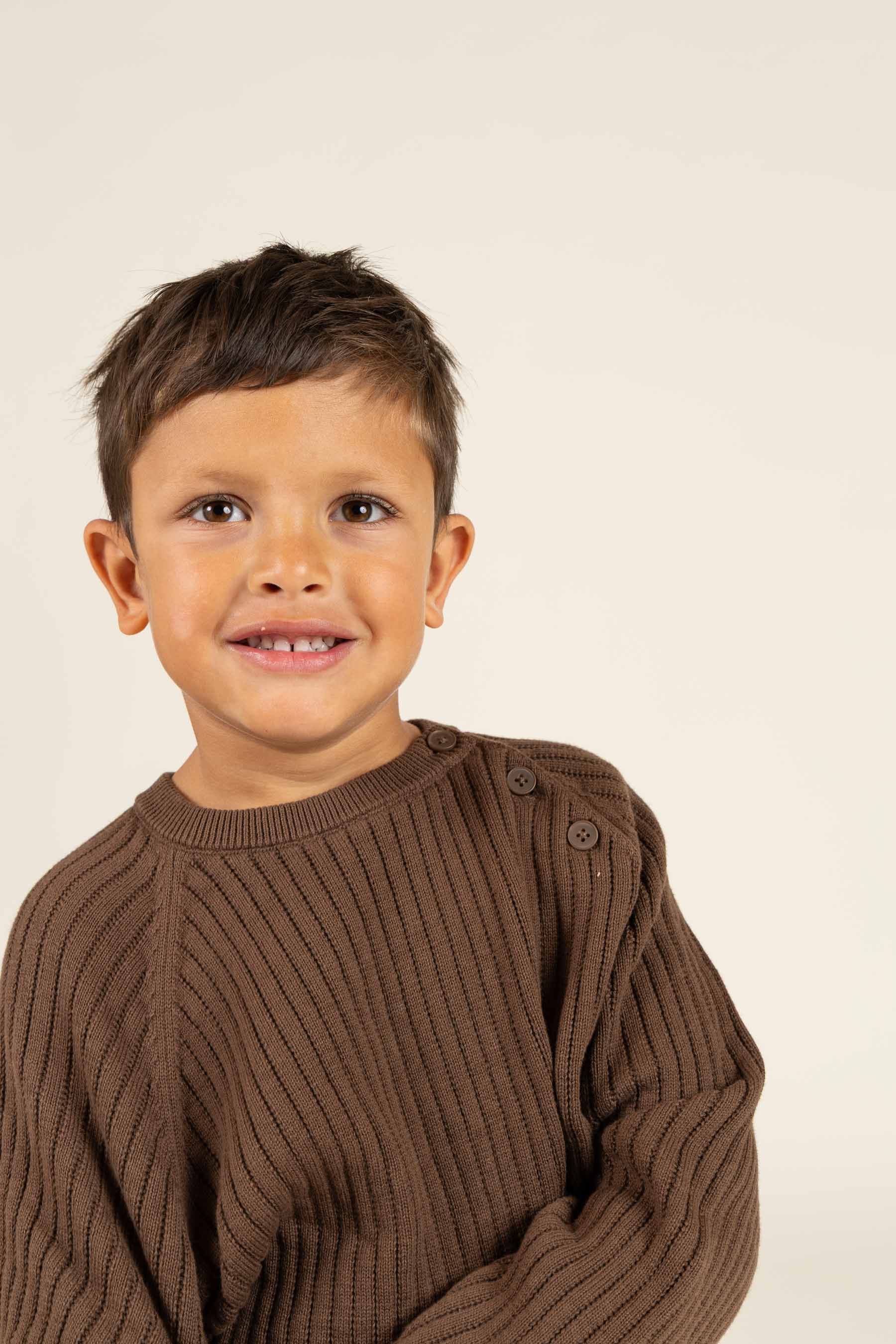 Katoenen gebreide trui - Kids - Coffee | 100691 Jett