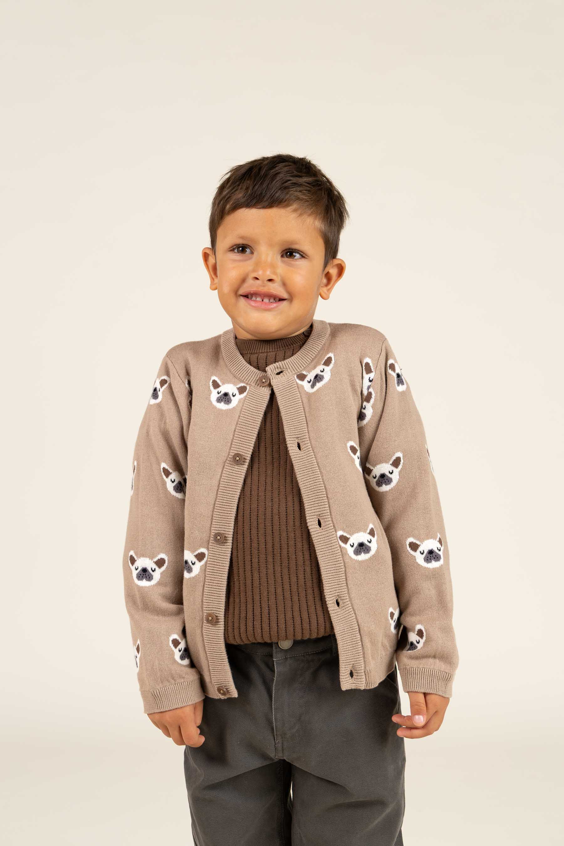 Katoenen jaquard gebreid vest - Kids - Light Brown | 100668 Nico