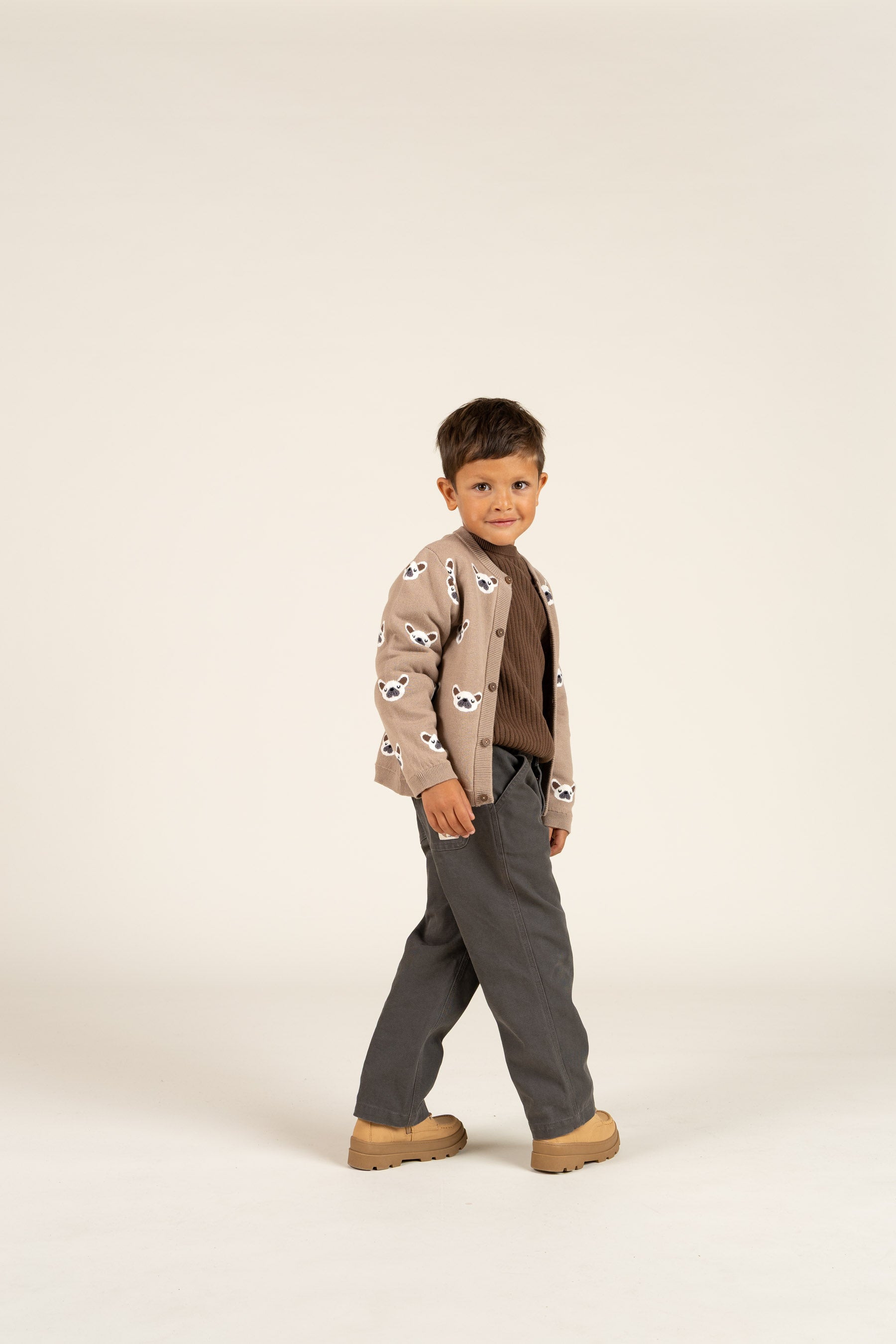 Katoenen jaquard gebreid vest - Kids - Light Brown | 100668 Nico