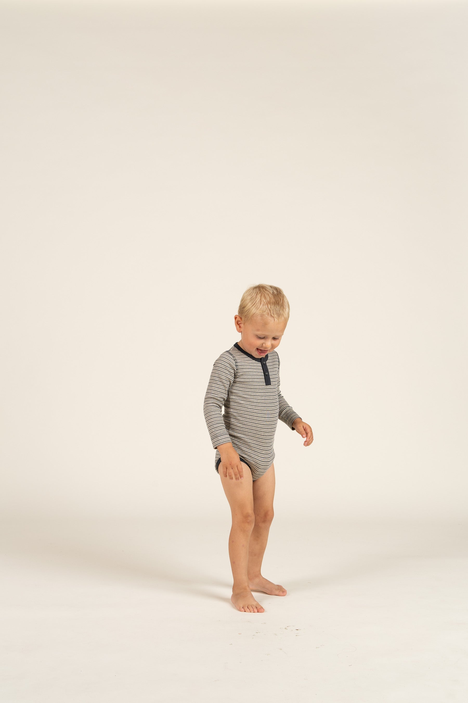 Katoenen ribbody met lange mouwen - Kids - Forest Green Stripe | 100558 Manson