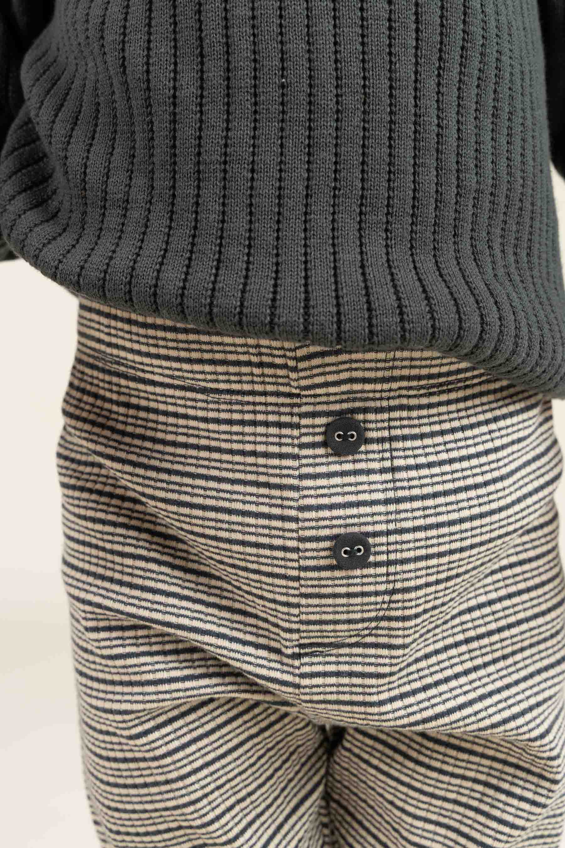 Katoenen ribbroek - Kids - Forest Green Stripe | 100570 Manson