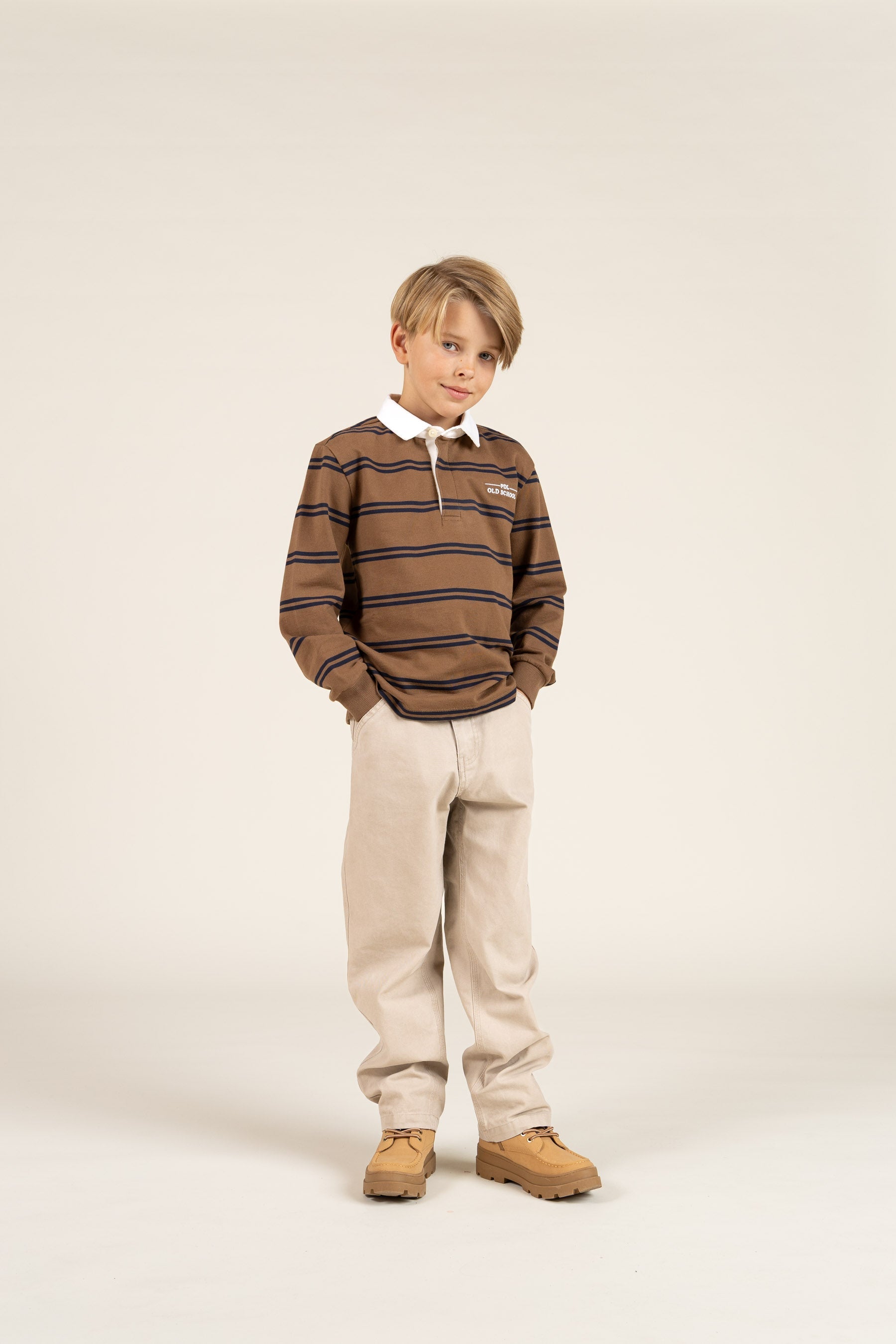 Polo Sweatshirt - Tween - Coffee / Navy | 100645 Grant