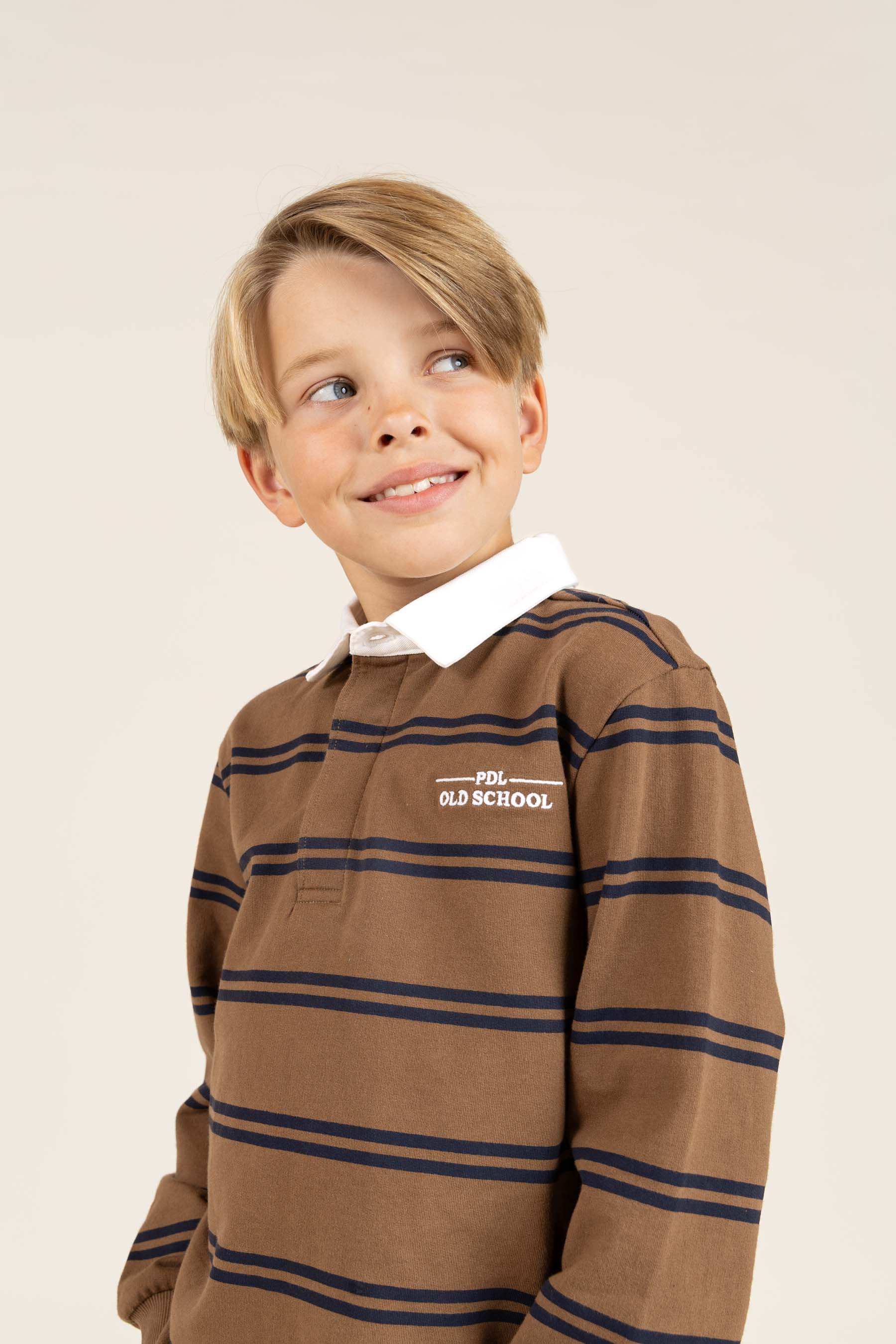 Polo Sweatshirt - Tween - Coffee / Navy | 100645 Grant