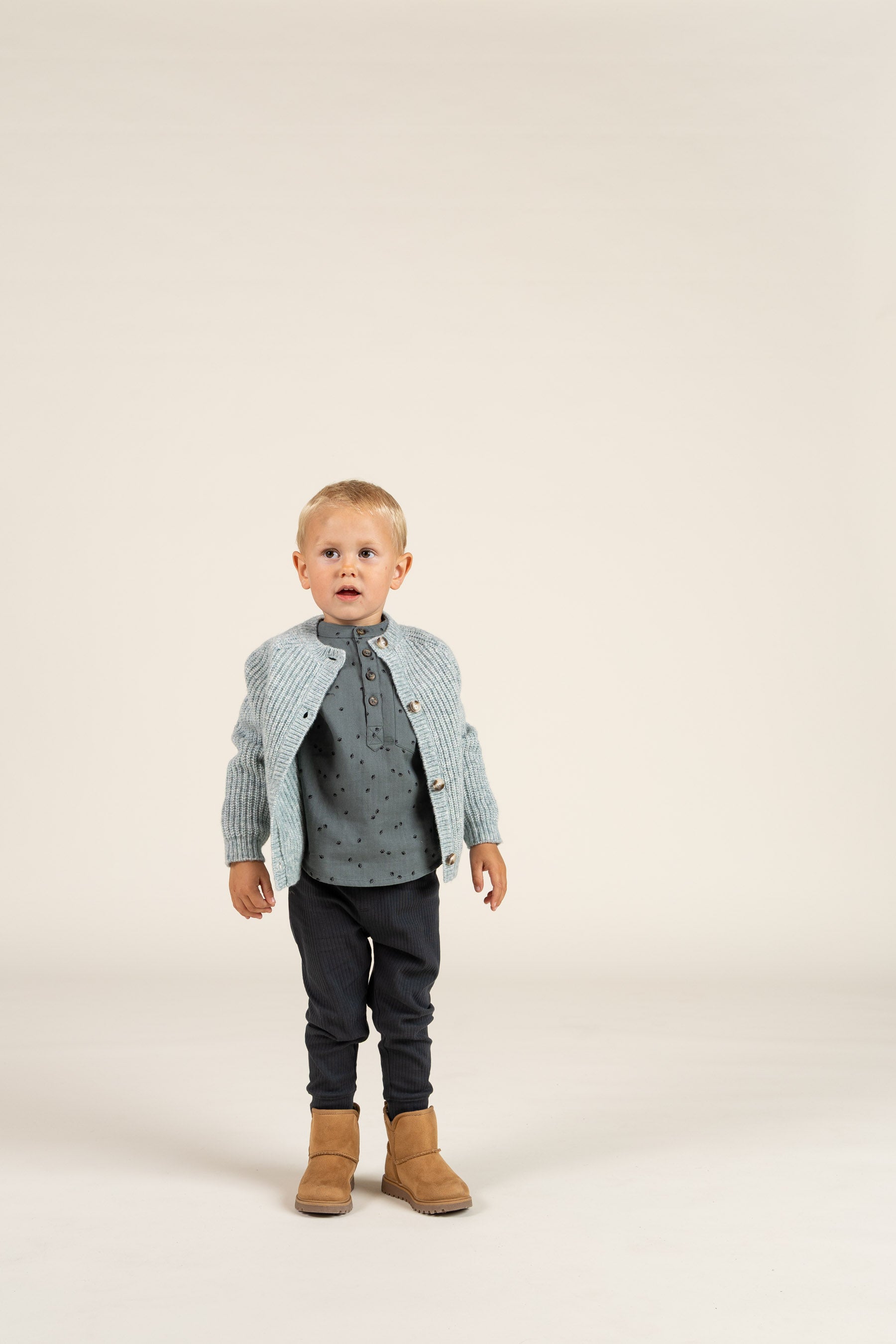vest van wolmix - Kids - Green Melange | 100747 Cork