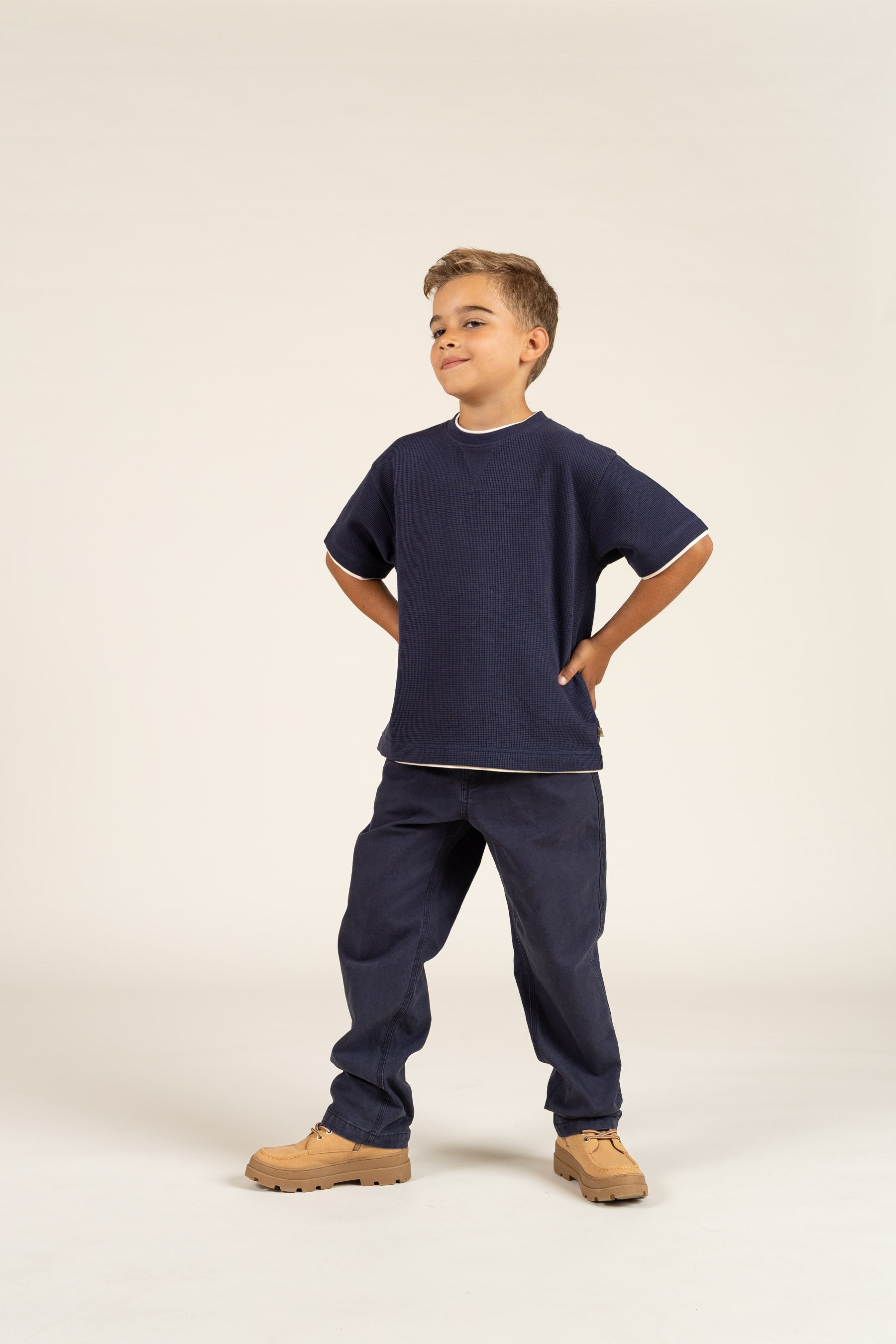 Gestructureerd T-shirt met korte mouwen - Tween - Navy | 100710 Malthe