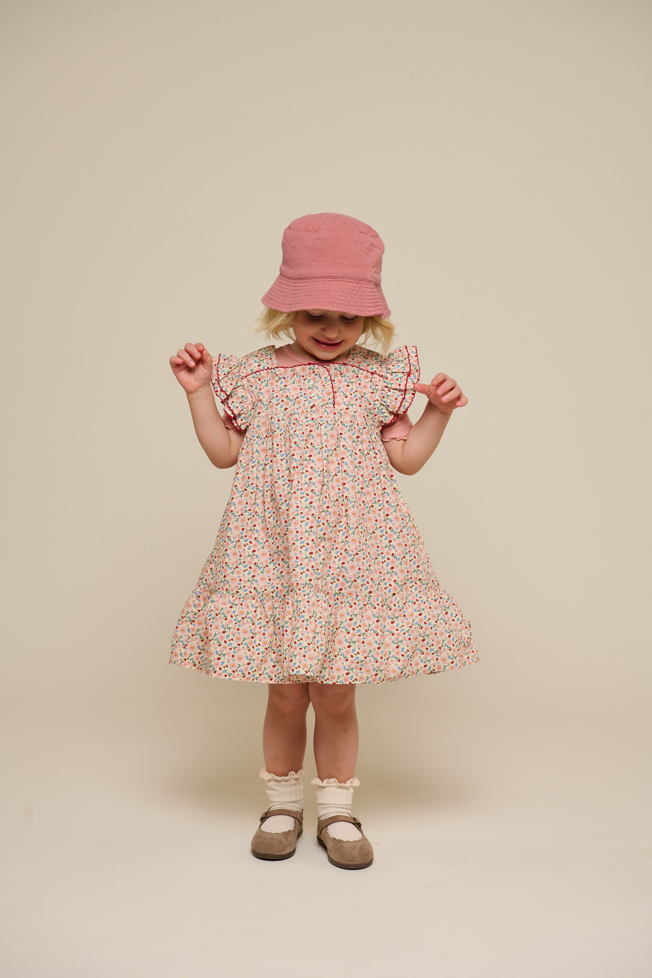 Bloemenbedrukte Poplin Jurk - Kids - Rose | 100960 Poppy