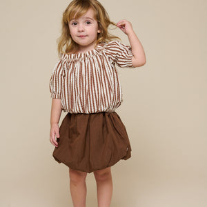 Gestreepte Seersucker Top - Kids - Brown | 101191 Nadia