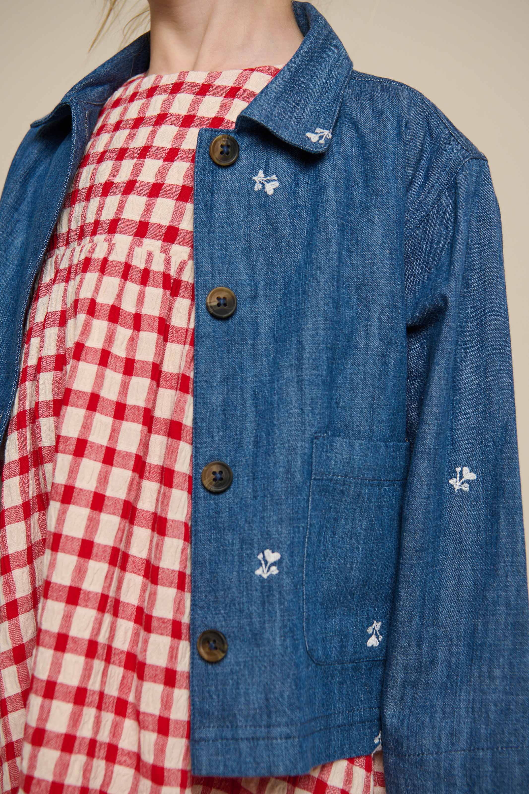 Geborduurde Lichte Denim Overhemdjas - Kids - Blue Denim | 101051 Isabella