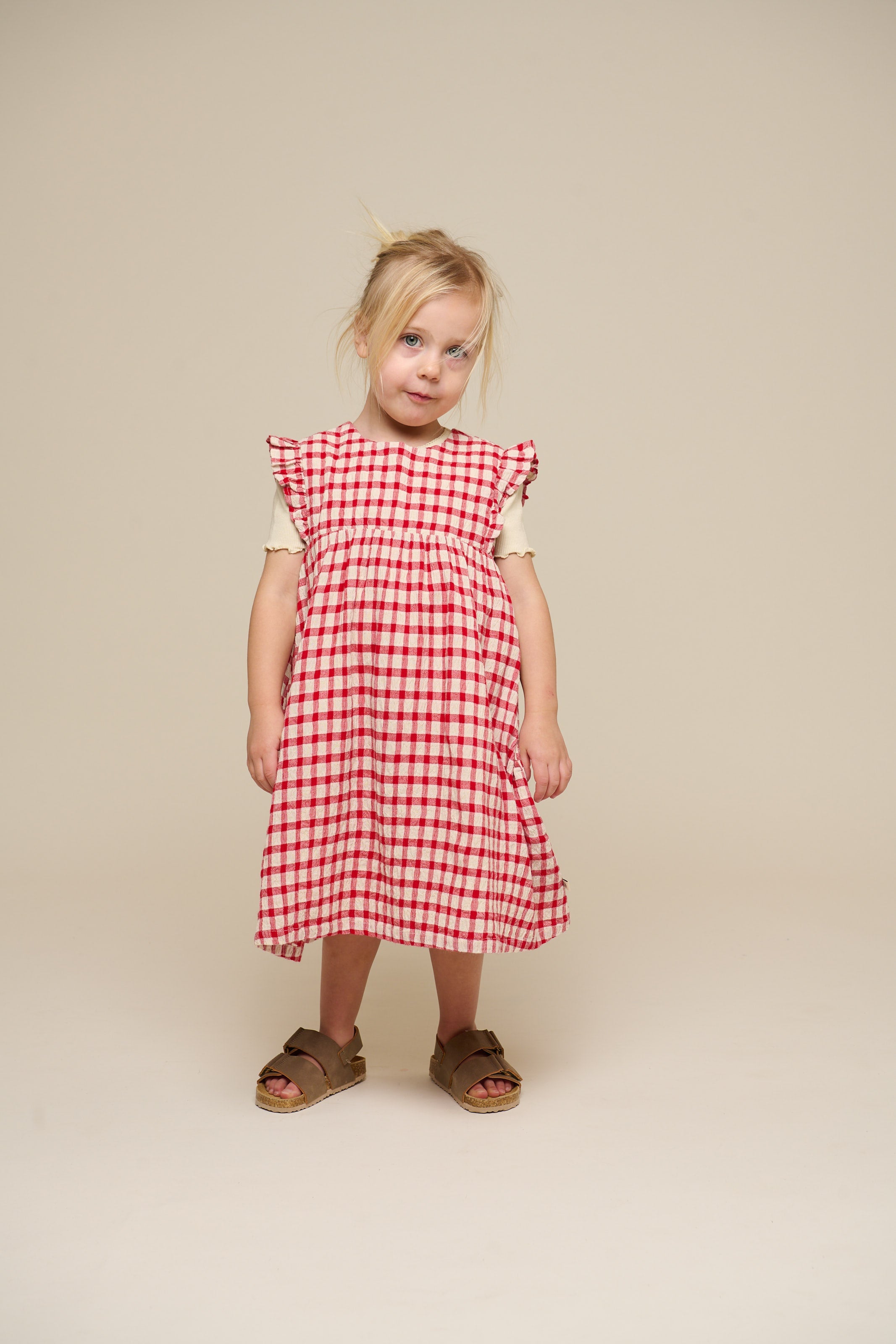Geruite Katoenen Jurk - Kids - Cherry Red | 100904 Bonnie