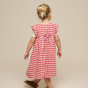 Geruite Katoenen Jurk - Kids - Cherry Red | 100904 Bonnie