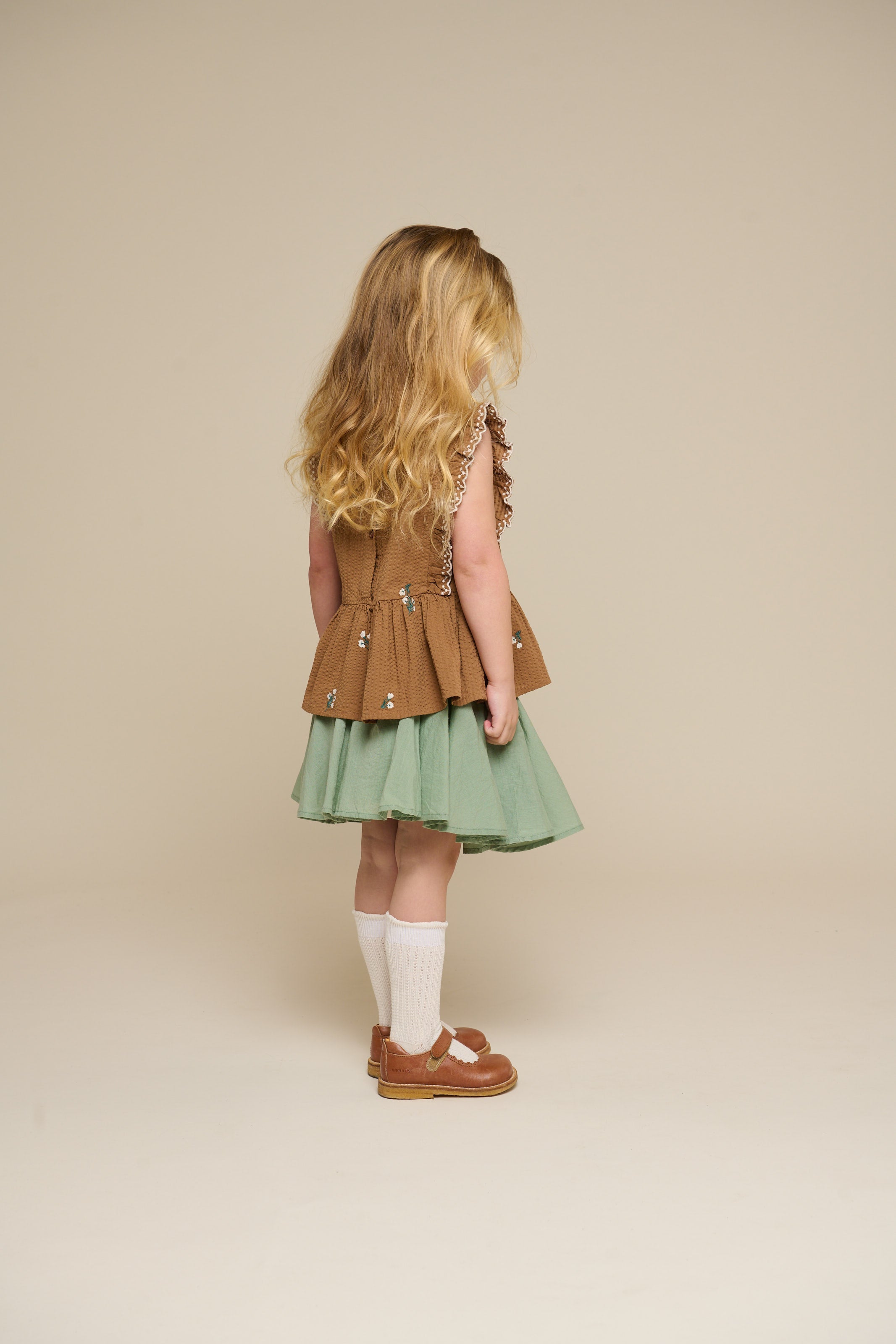 Geborduurde Seersucker Top - Kids - Coconut | 100982 Nora