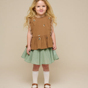 Geborduurde Seersucker Top - Kids - Coconut | 100982 Nora