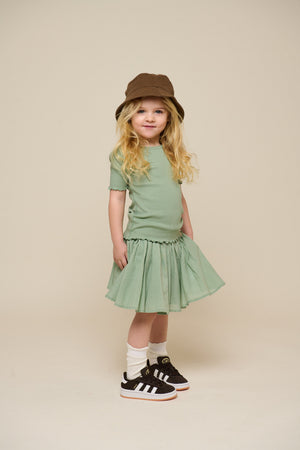 Katoenen rok met Ric Rac Ruche - Kids - Dusty Green | 101038 Alma