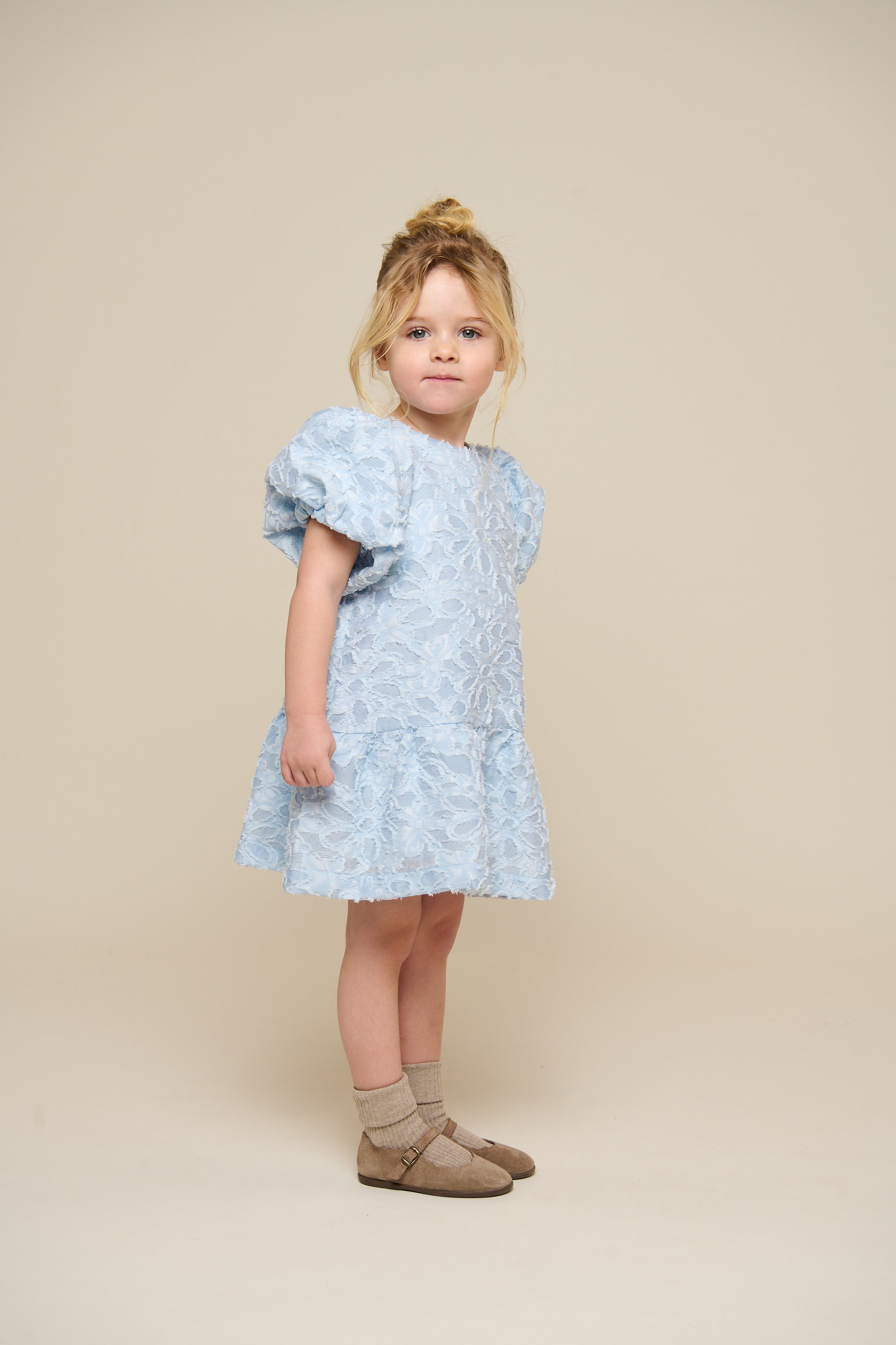 Jacquard jurk van katoenmix - Kids - Light Blue | 100994 Giselle
