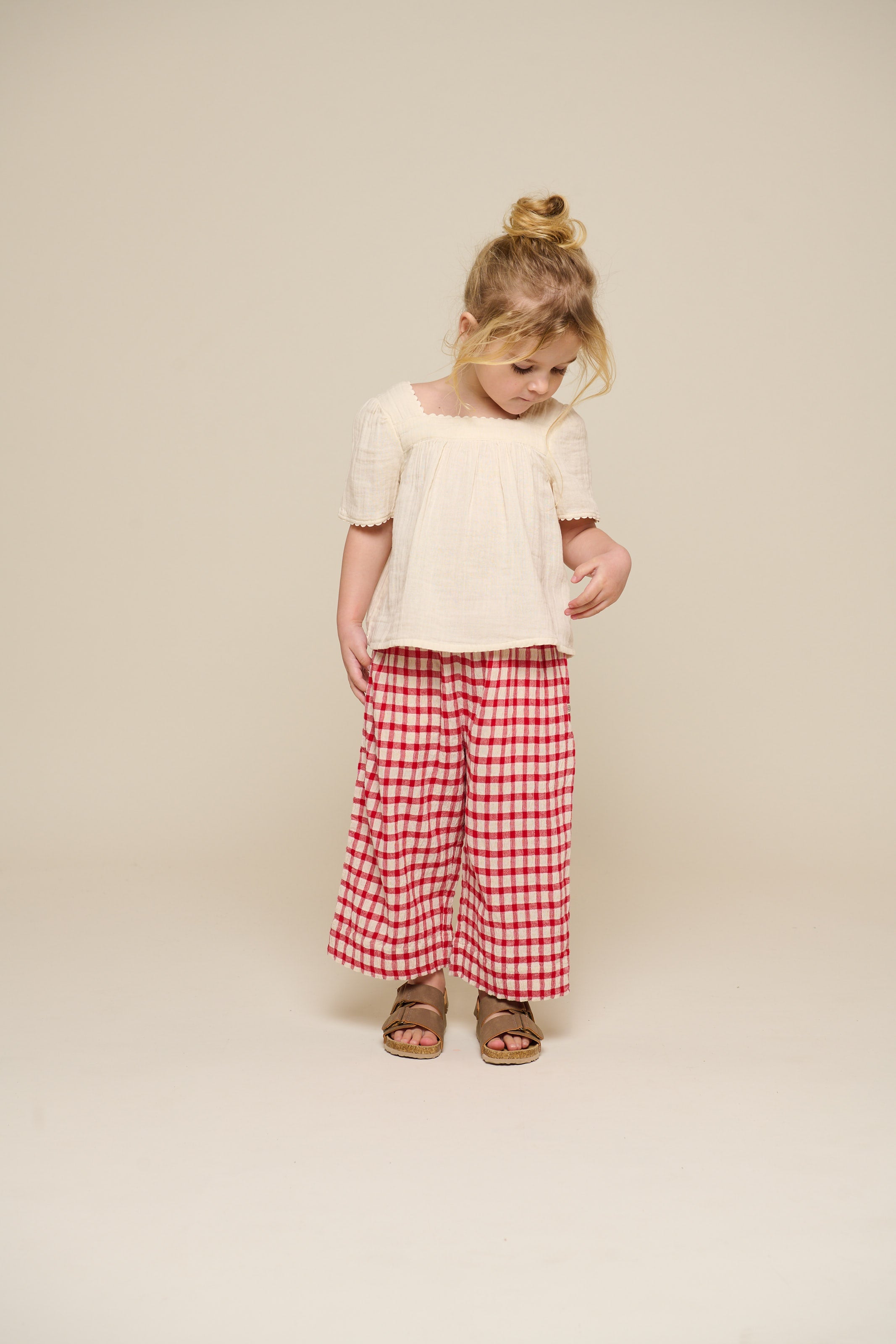 Geruite Katoenen Broek - Kids - Cherry Red | 100906 Bonnie
