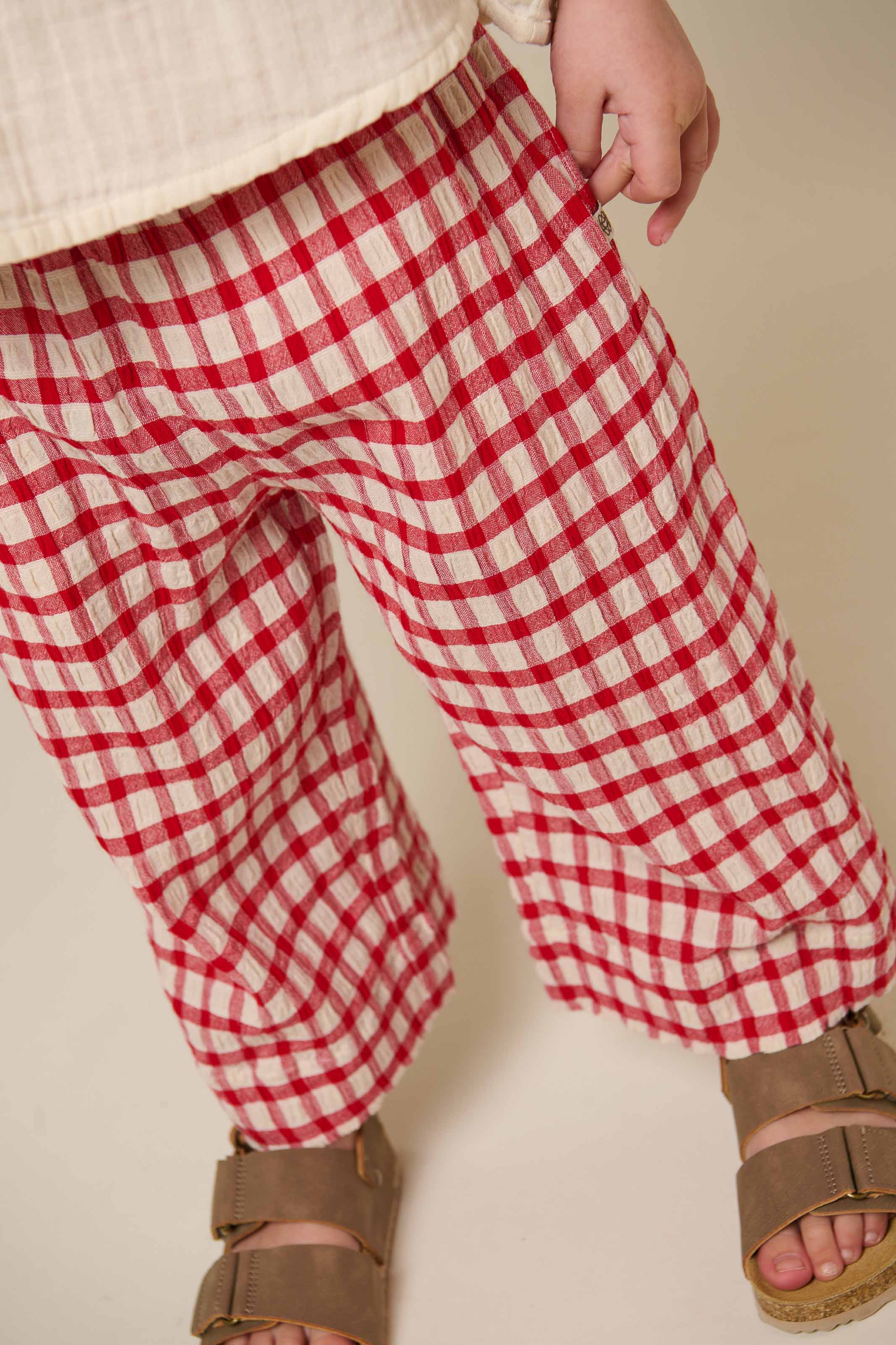 Geruite Katoenen Broek - Kids - Cherry Red | 100906 Bonnie