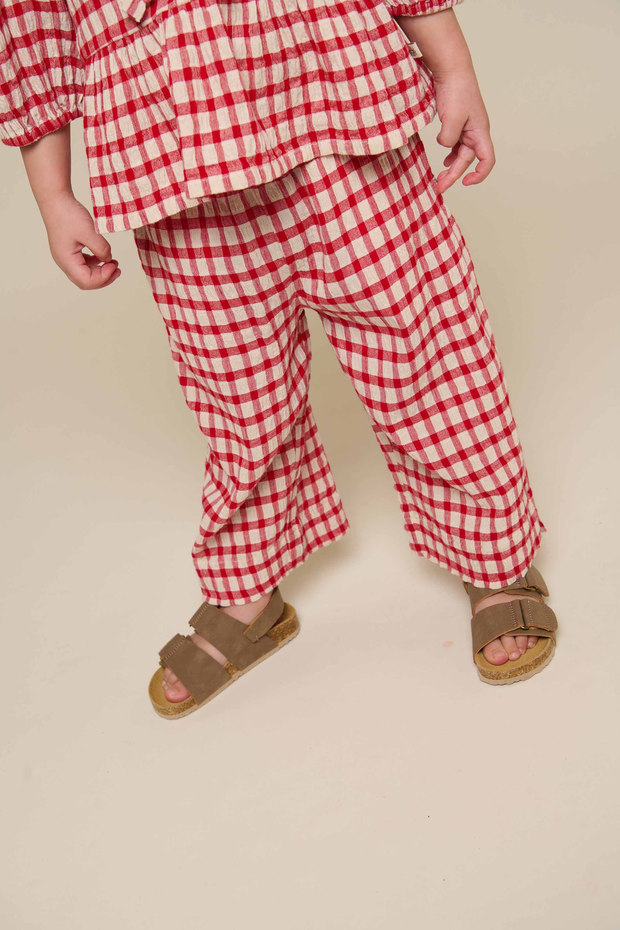 Geruite Katoenen Broek - Kids - Cherry Red | 100906 Bonnie
