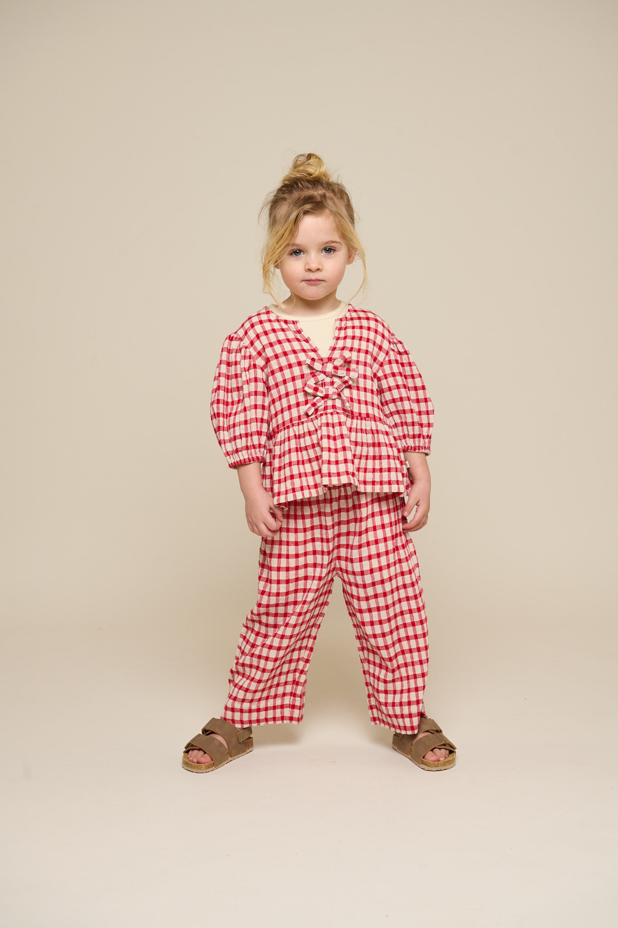 Geruite Katoenen Broek - Kids - Cherry Red | 100906 Bonnie