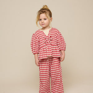 Geruite Katoenen Blouse - Kids - Cherry Red | 100908 Bonnie