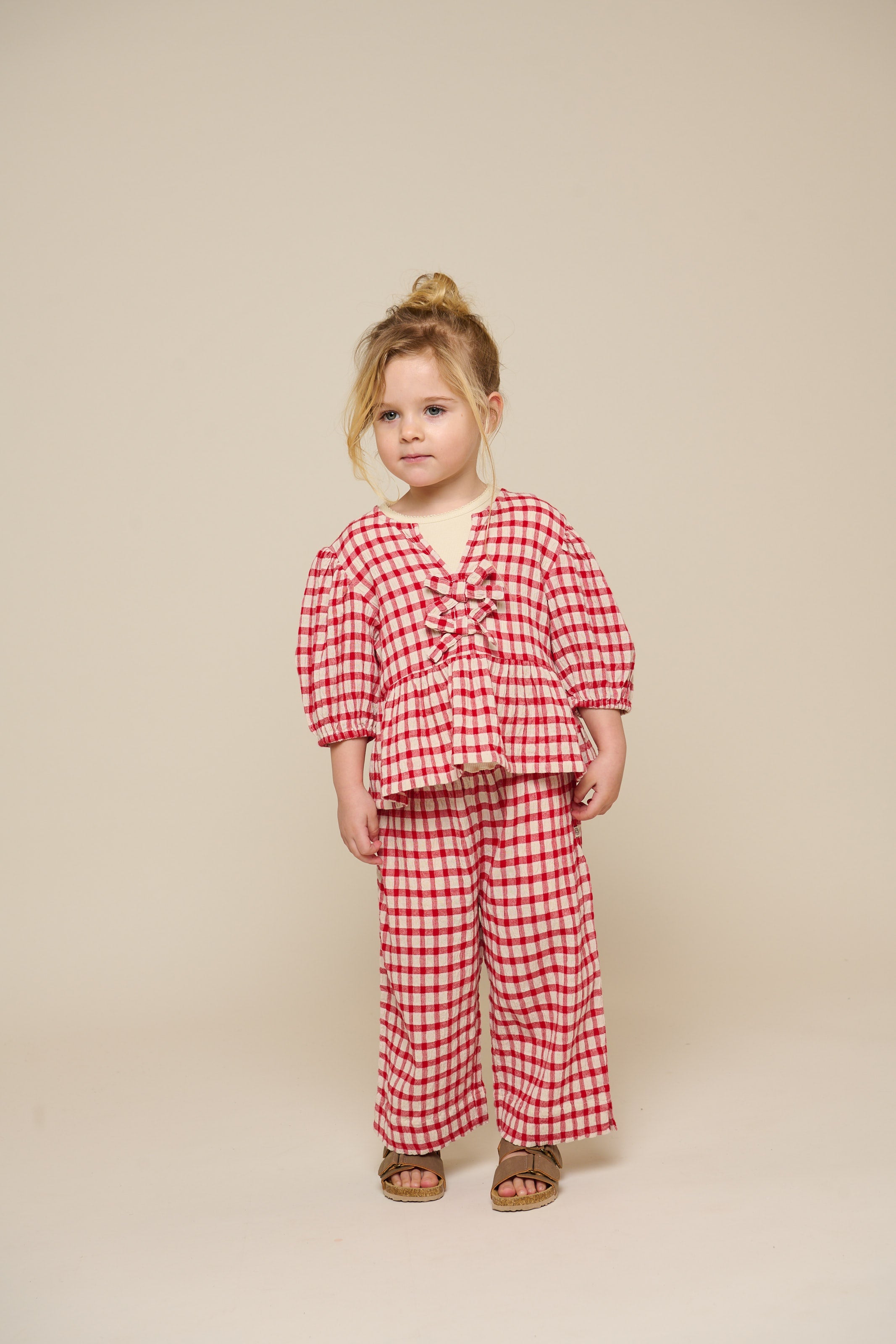 Geruite Katoenen Blouse - Kids - Cherry Red | 100908 Bonnie