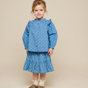 Bedrukte Poplin Overhemdblouse - Kids - Dusty Blue | 101056 Camilla