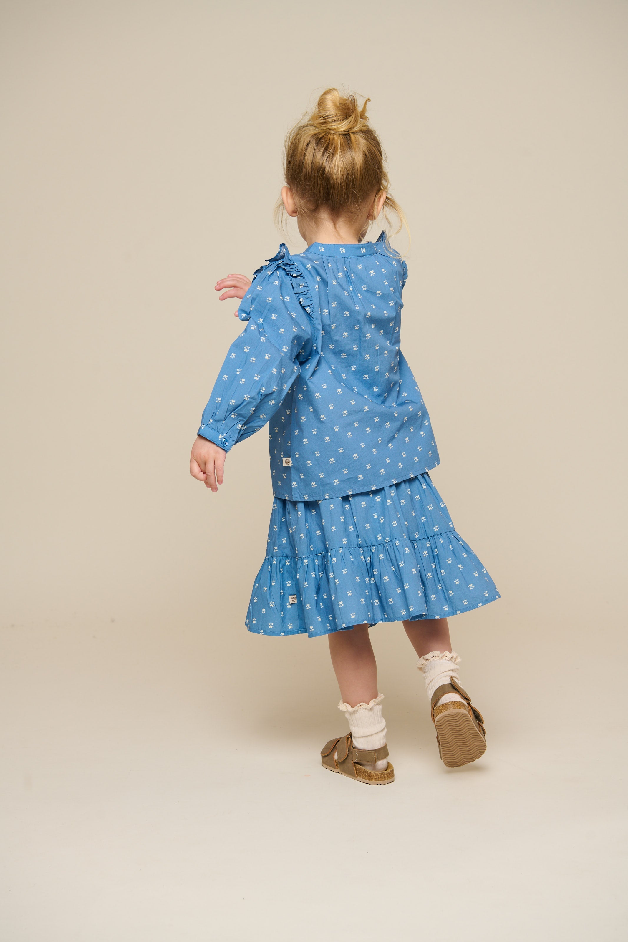 Bedrukte Poplin Overhemdblouse - Kids - Dusty Blue | 101056 Camilla