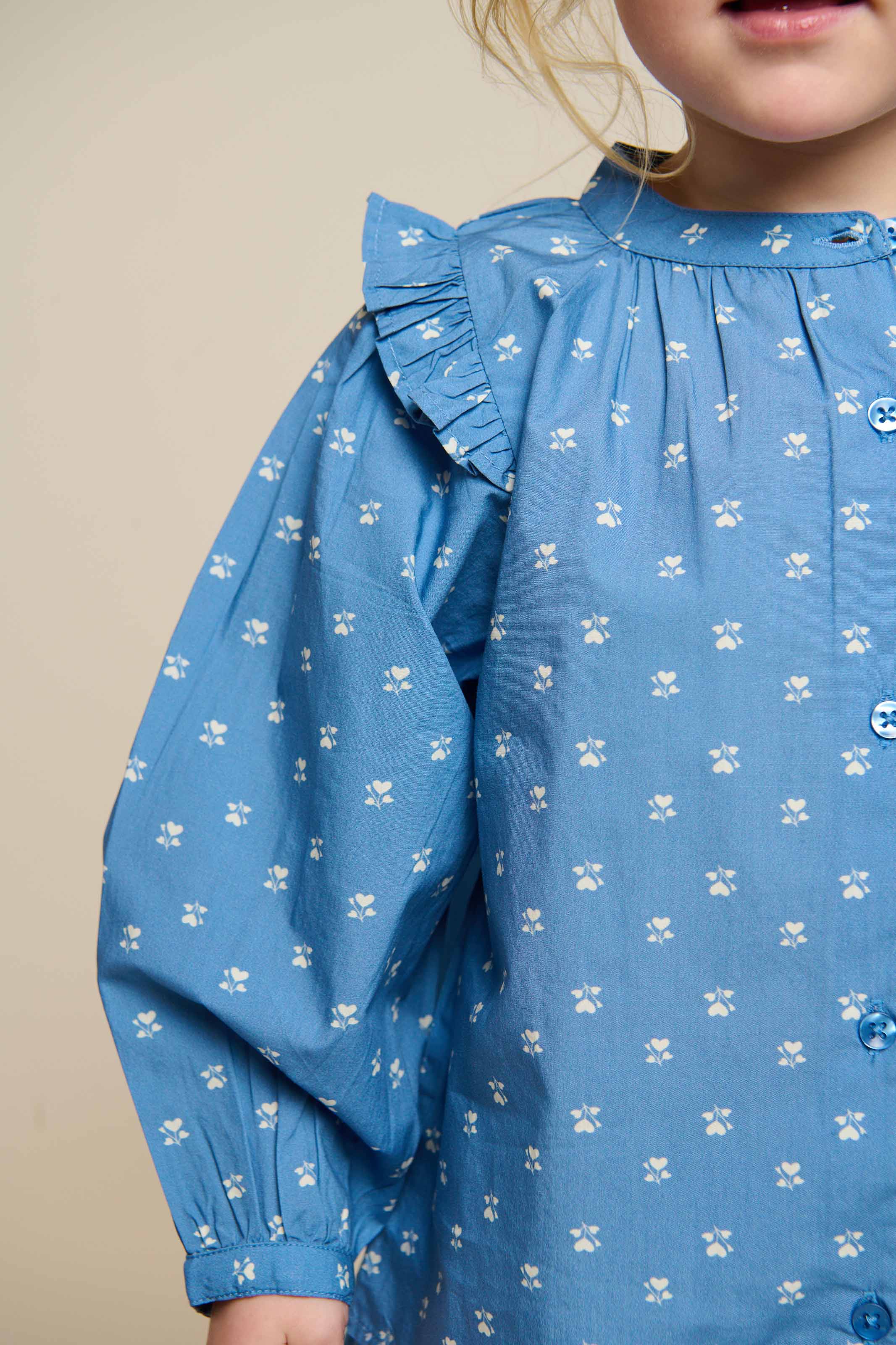 Bedrukte Poplin Overhemdblouse - Kids - Dusty Blue | 101056 Camilla