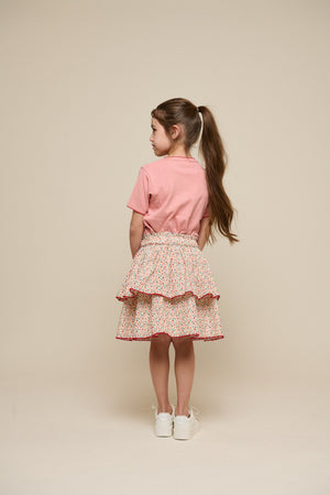 Poplin rok met bloemenprint en ruche - Tween - Rose | 100953 Poppy