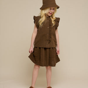 Mouwloze Top van Mousseline - Tween - Dark Brown | 100929 Jasmine
