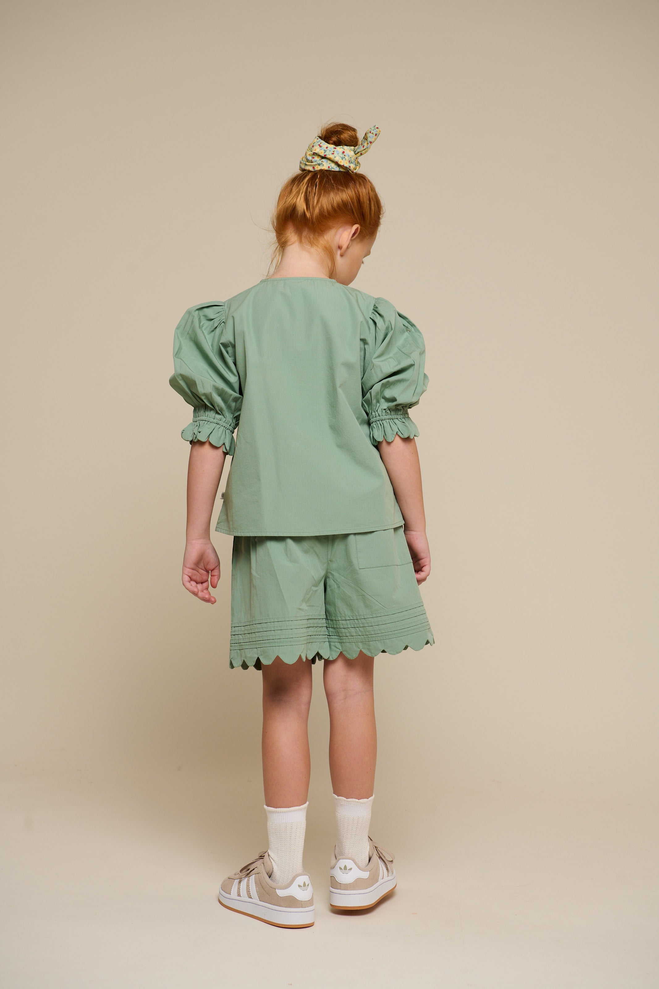 Poplin Blouse met Scallop Rand - Tween - Dusty Green | 101078 Joy
