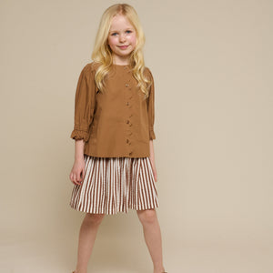 Gestreepte seersucker rok - Tween - Brown | 101194 Nadia