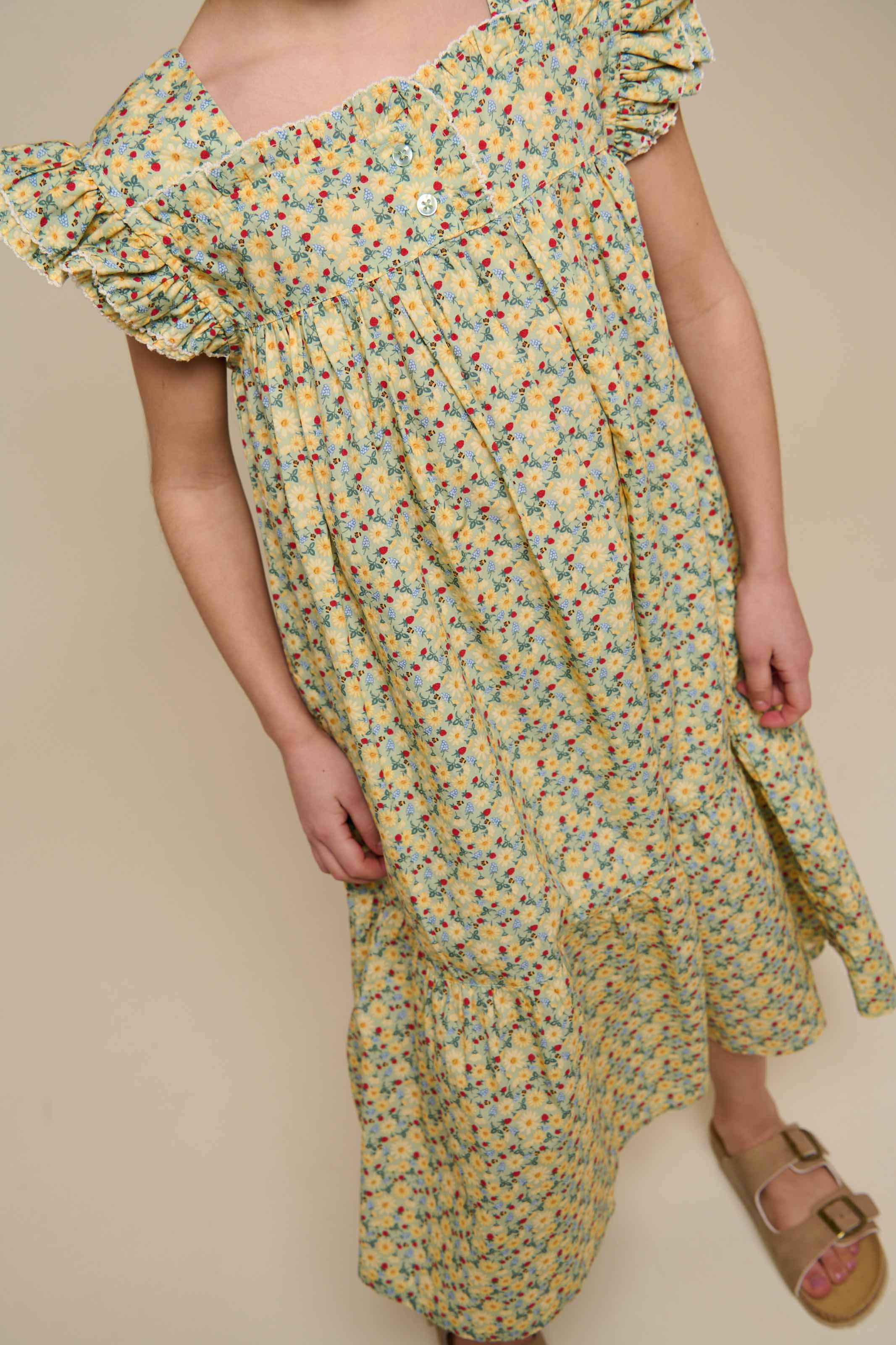 Bloemenprint Popeline Jurk - Tween - Green | 100963 Poppy