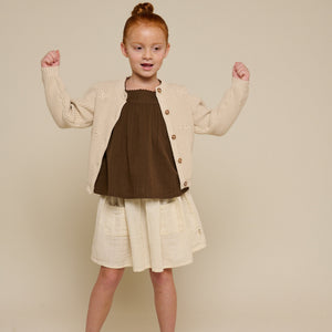 Gebreid katoenen vest met strikjes - Tween - Nature | 100791 Freya