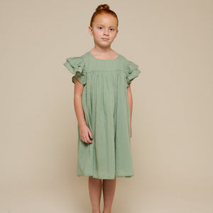 Katoenen jurk met Ric Rac Ruche - Tween - Dusty Green | 101066 Alma