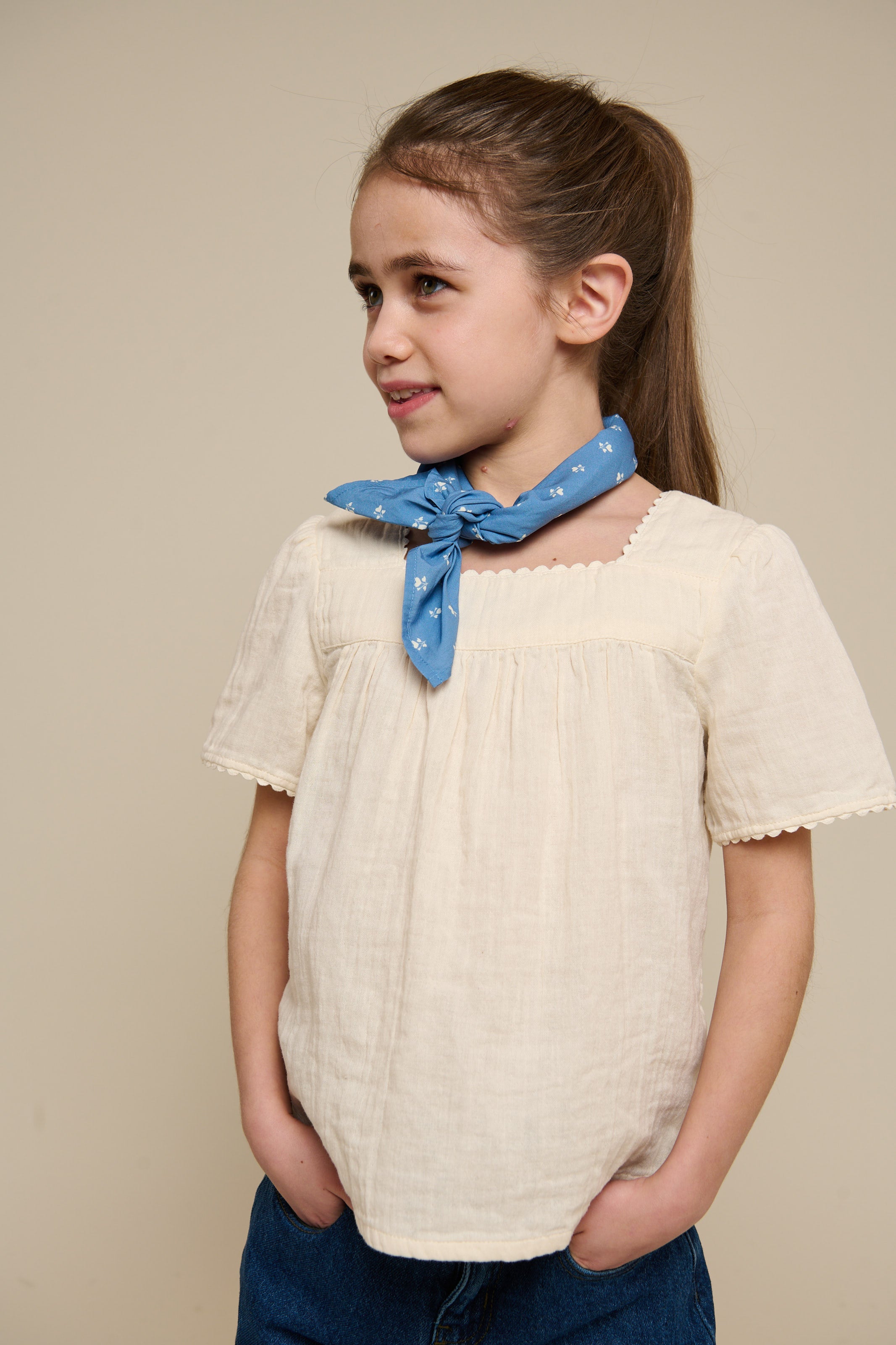 Korte mouwen blouse van gaas - Tween - Off White | 100919 Jasmine