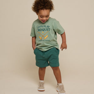 Croquet T-shirt - Kids - Light Green Melange | 101338 Vincent